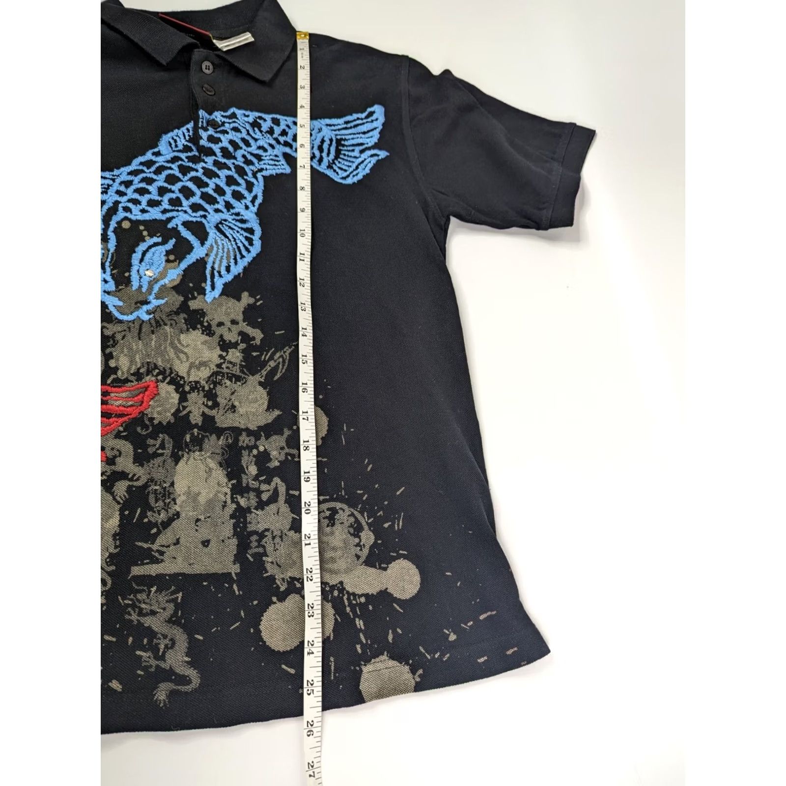 Disney Disney Parks Authentic Polo Black Embroidered Koi Fish Pirates of the Caribbean Polo Men M Short Sleeve Button-Down Collar Cotton Shirt Size US M / EU 48-50 / 2 - 6 Thumbnail