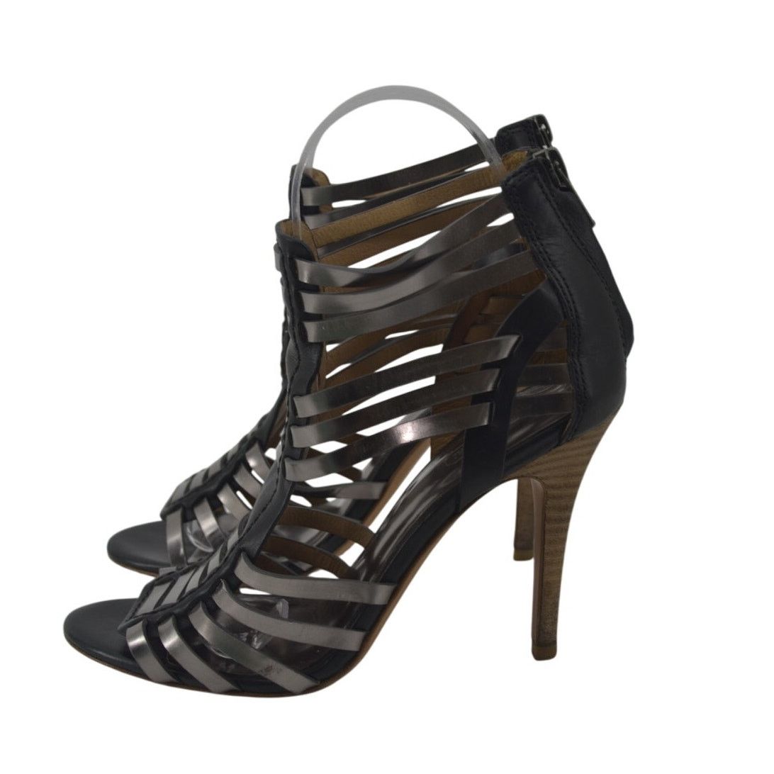Coach Coach Lucy Women's Sandals Black Silver Metallic Leather 6.5 Size US 6.5 / IT 36.5 - 1 Thumbnail