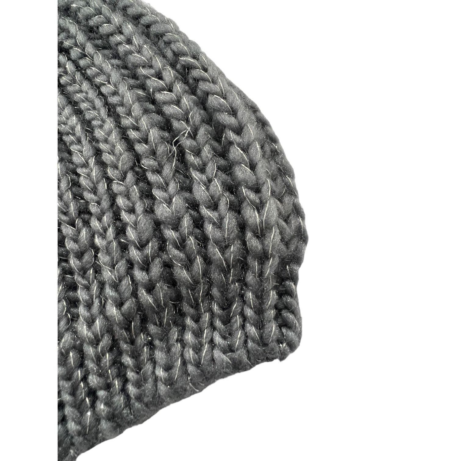 Other Beanie Dark Gray with Silvery Threads Light Gray Pompom OS Size ONE SIZE - 2 Thumbnail