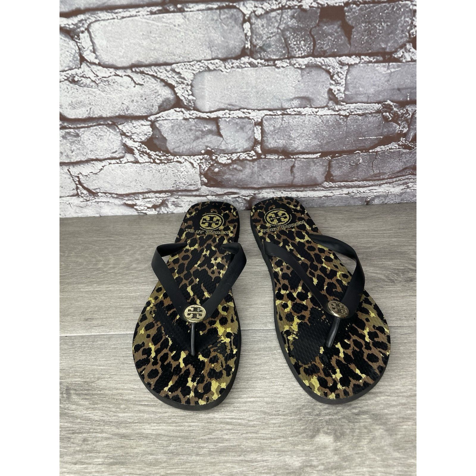 Tory Burch Tory Burch Animal Leopard Cheetah Print Black FlipFlops Sand Size US 9 / IT 39 - 10 Thumbnail