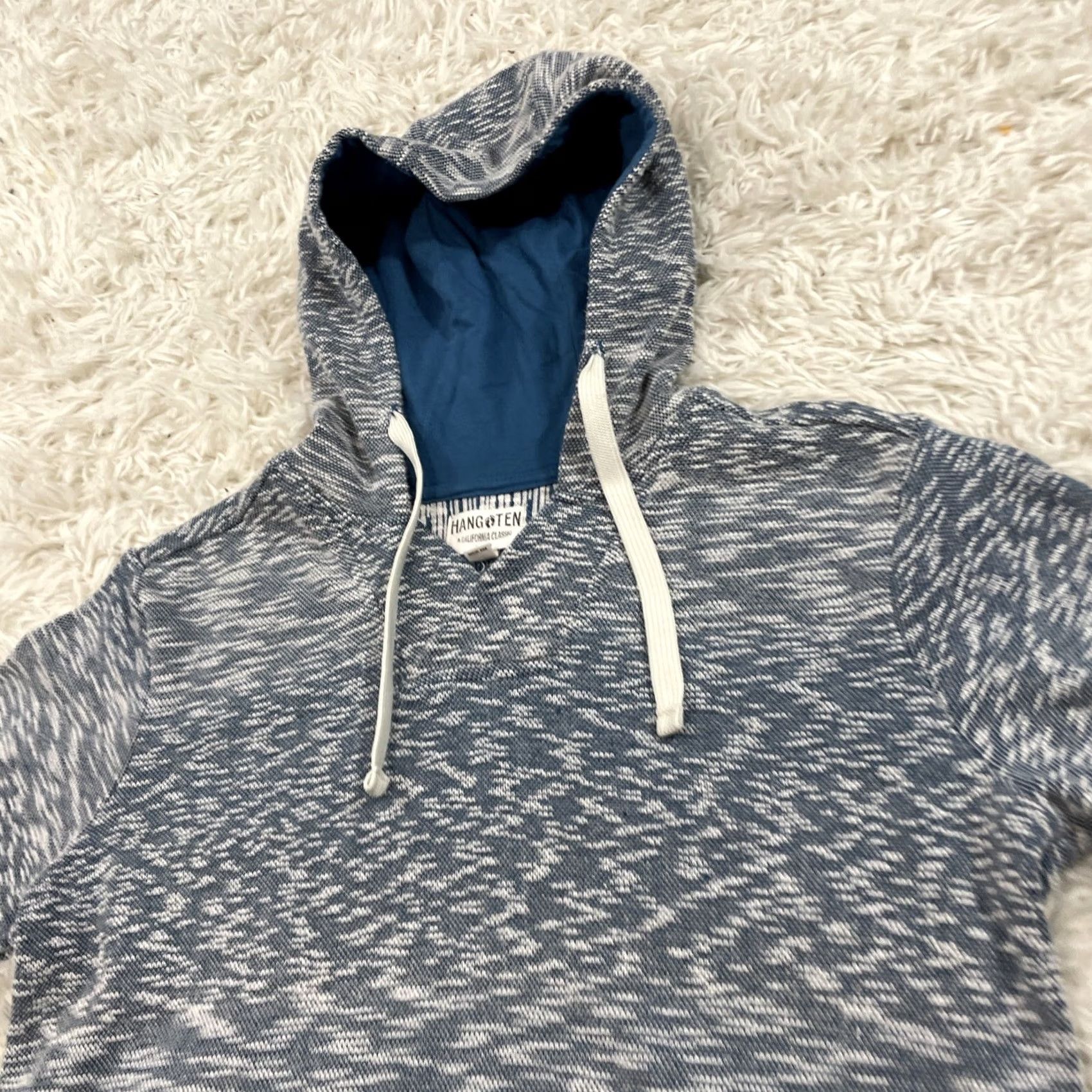Hang Ten Hang Ten Hoodie Adult L Blue Gray Stripe Surf Beach Pullover Hooded Knit Sweatshirt Sweatshirt Size US L / EU 52-54 / 3 - 3 Thumbnail