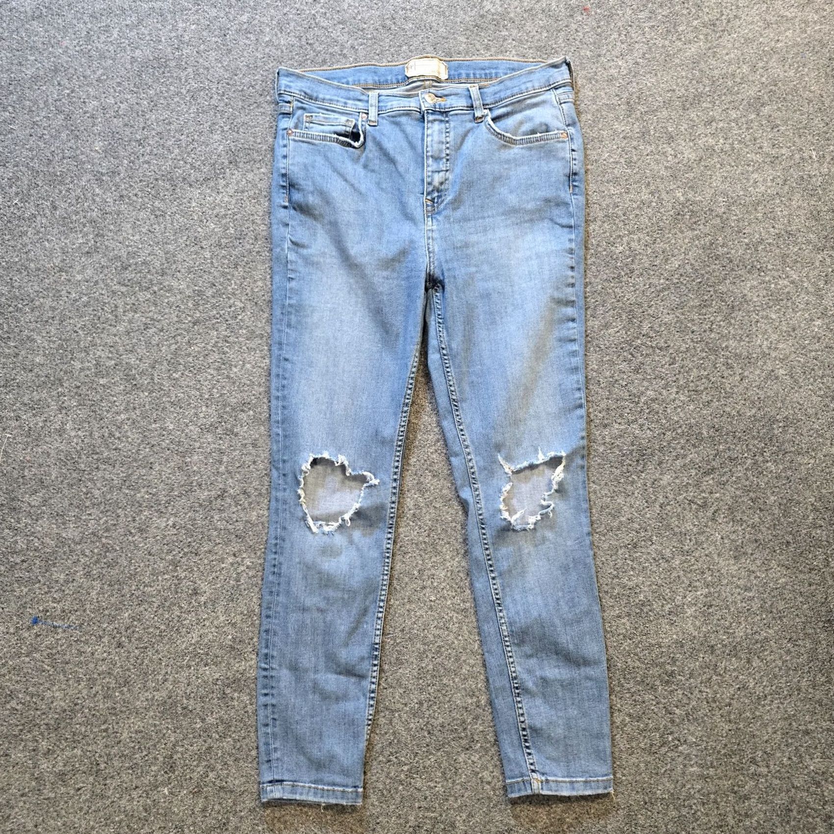 Free People Free People Jeans Womens 31 Blue Lightwash Distressed Skinny Stretch Casual Regular Denim Women Jeans Bohemian Style Size 24" / US 00 / IT 34 - 2 Thumbnail