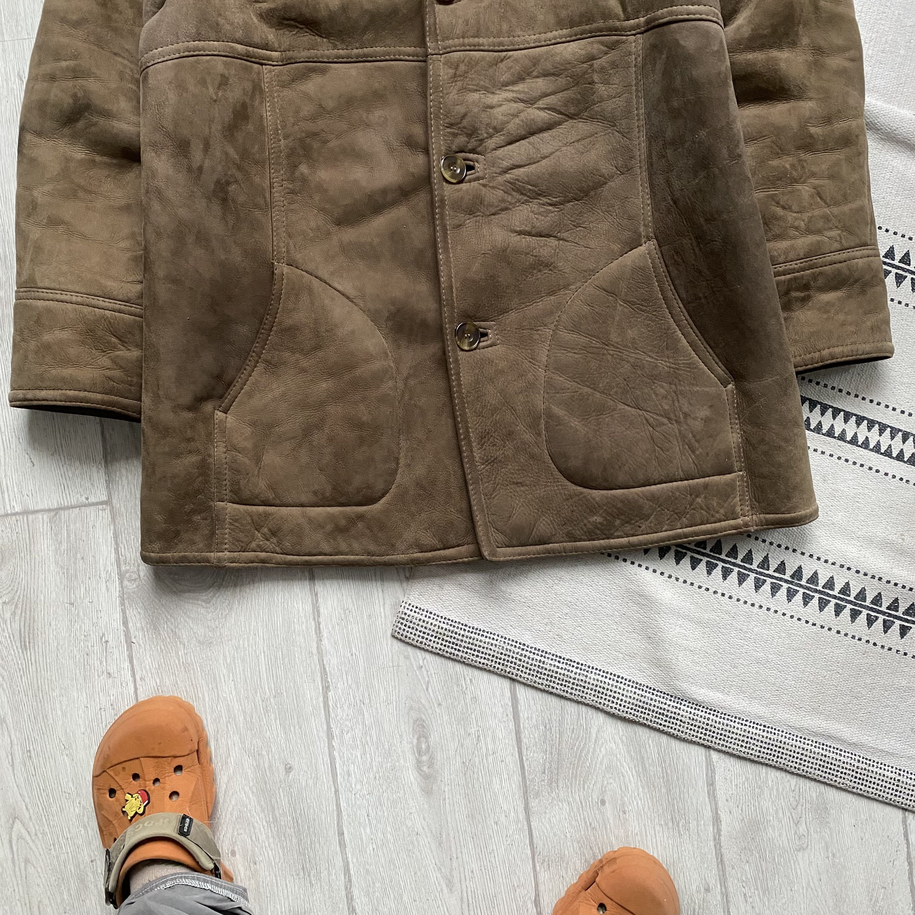 Genuine Leather Vintage 90s Real Suede Sheepskin heavy coat jacket Size US XL / EU 56 / 4 - 3 Thumbnail