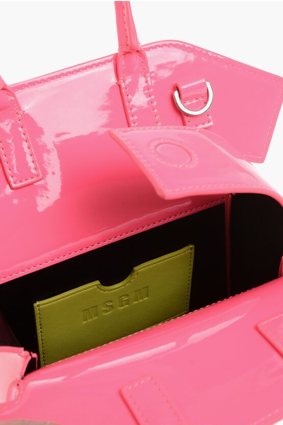 MSGM og1mm0724 Size: OS / Glossy Shoulder Strap Hand Bag in Pink Size ONE SIZE - 5 Thumbnail
