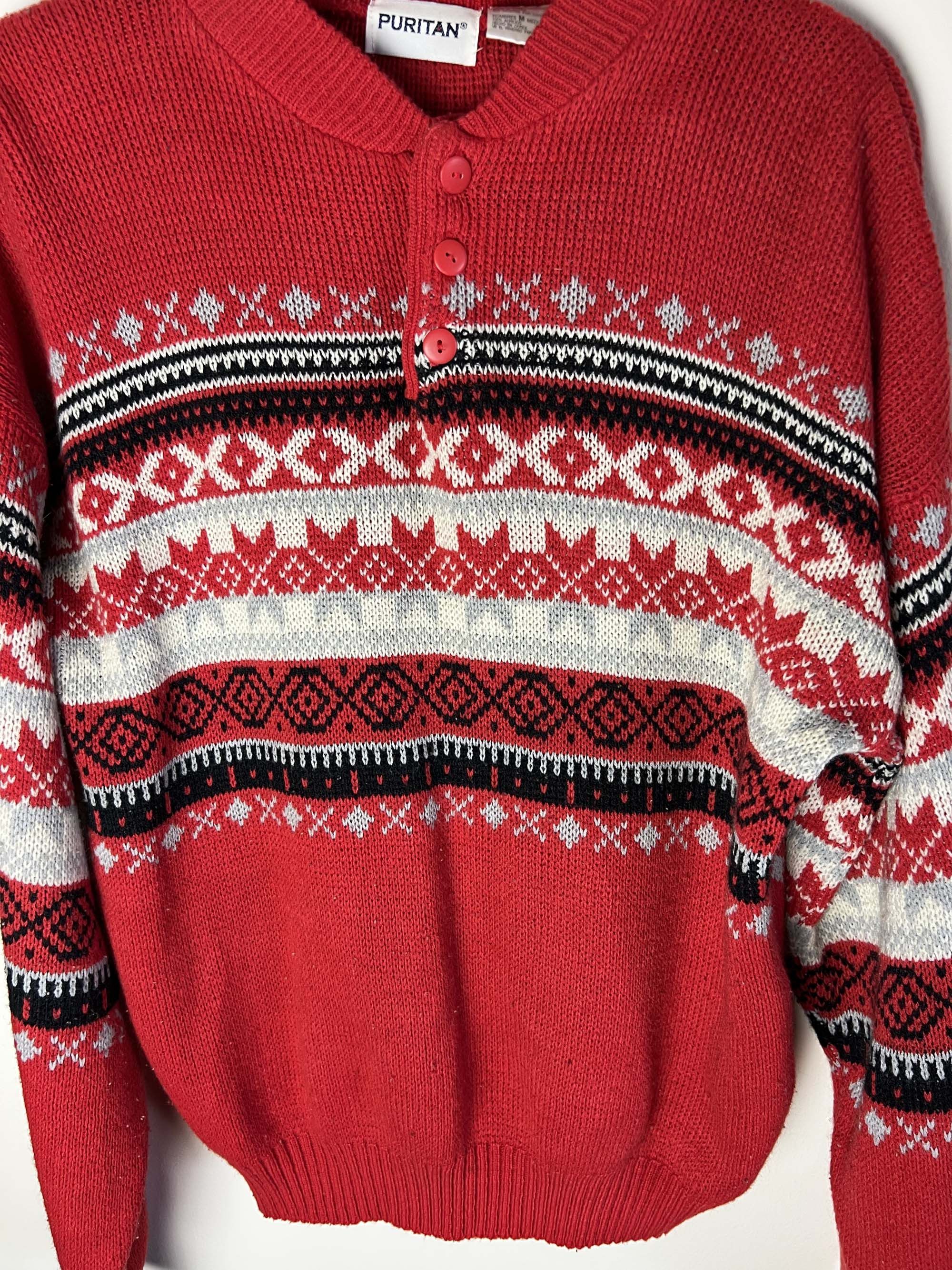 Puritan Vintage 1980's-1990's Puritan Red Knit Pullover Sweater Size US M / EU 48-50 / 2 - 4 Thumbnail