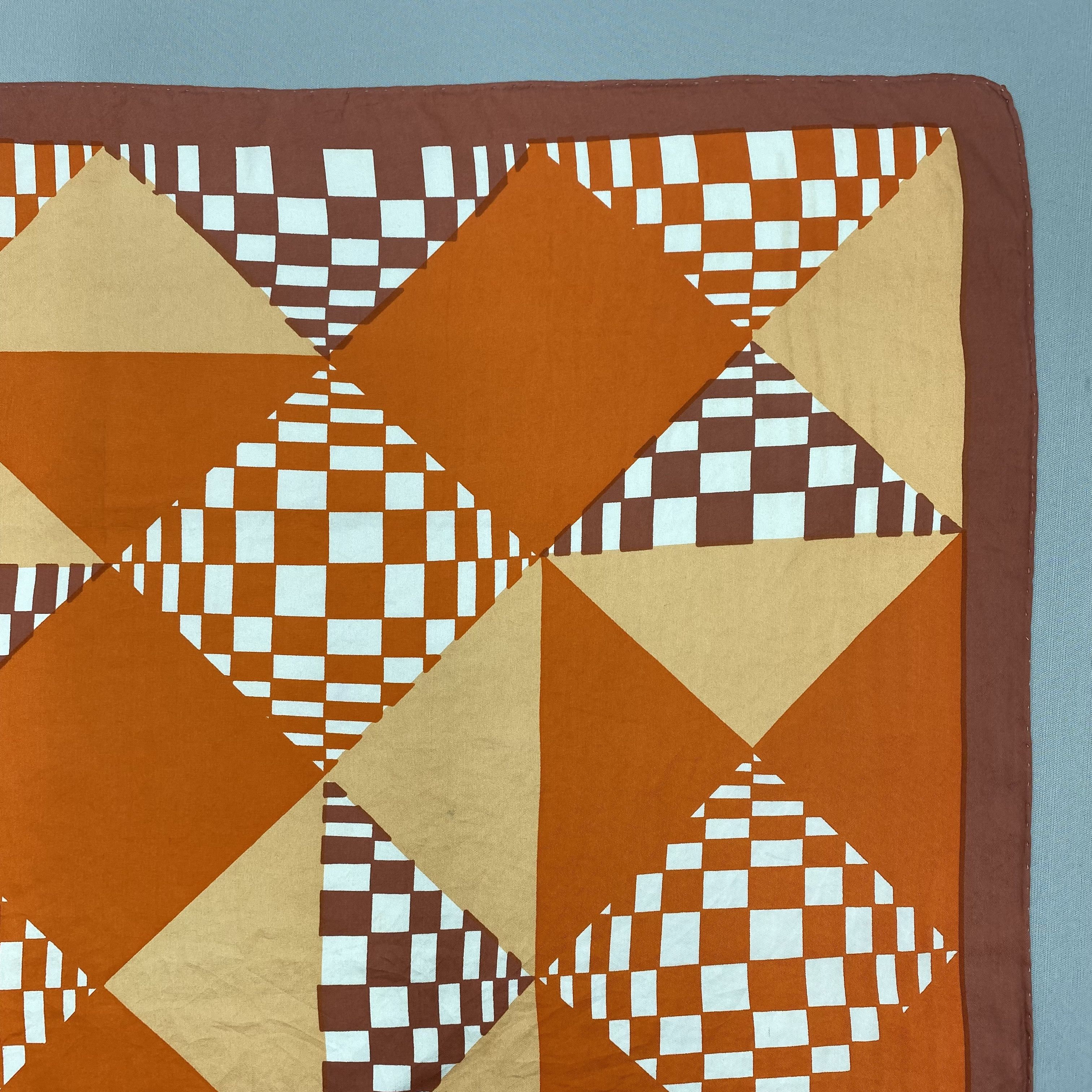Japanese Brand Vintage Geometric Quilt SILK Scarf Twill Stole Wraps Scarves Size ONE SIZE - 6 Thumbnail