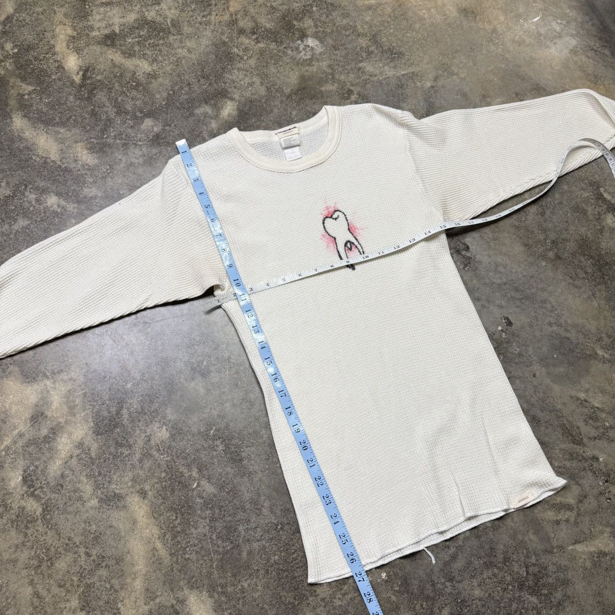 vintgae custom tooth waffle knit thermal longsleeve shirt