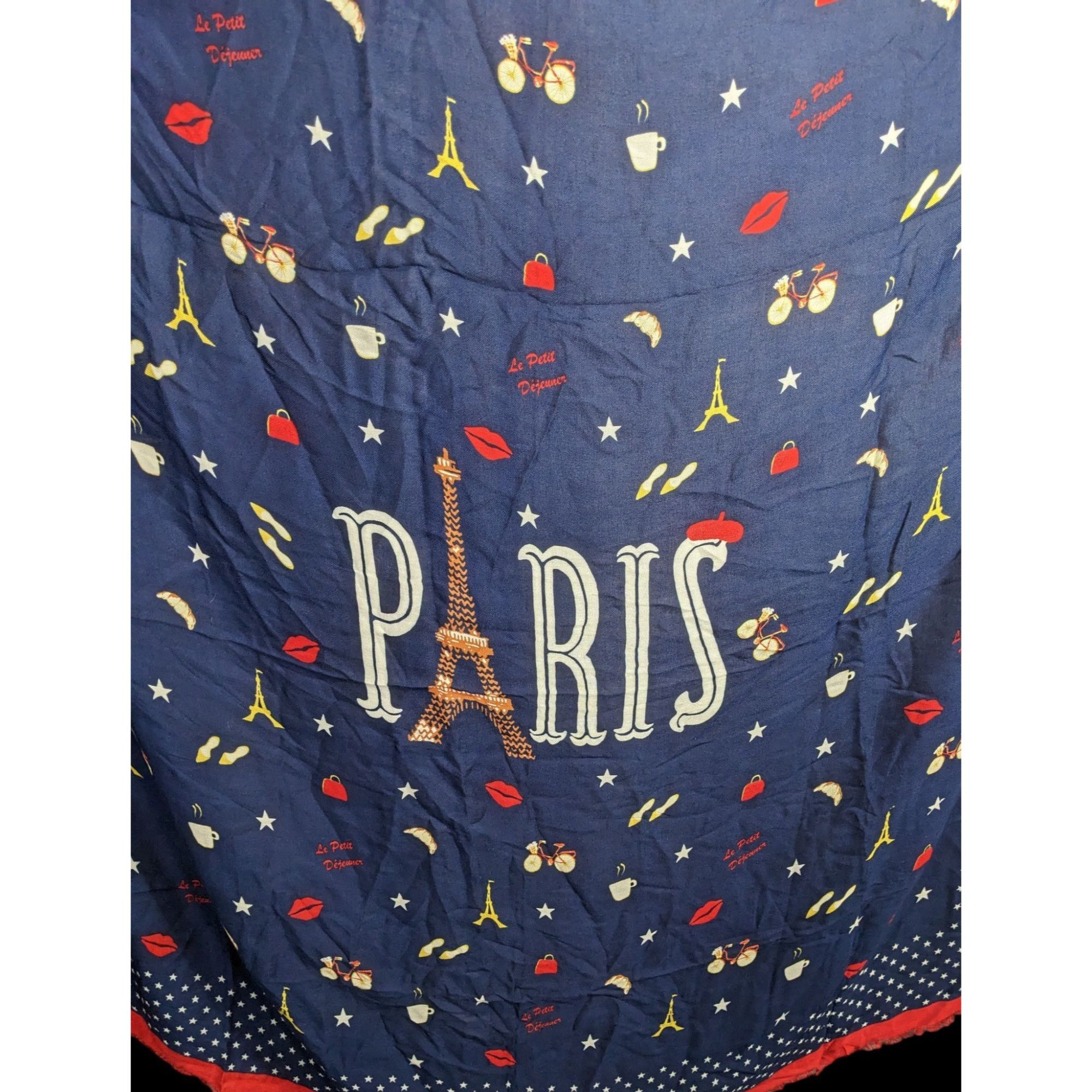 Talbots Talbots Paris-Themed Scarf With Eiffel Tower Print Navy Blue Size ONE SIZE - 5 Thumbnail