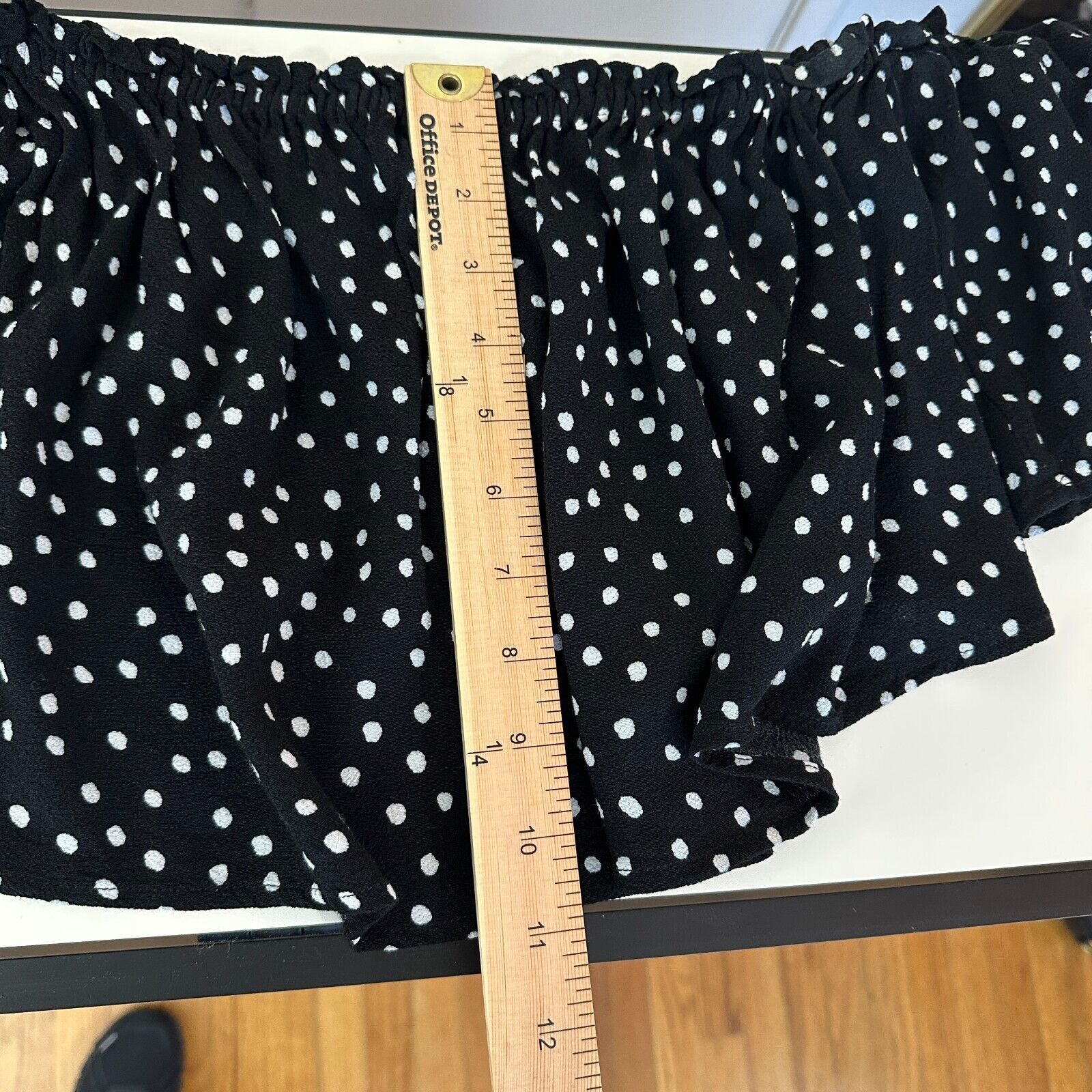 REVOLVE Revolve NBD Black White Dot Off-Shoulder Ruffled Blouse L Size L / US 10 / IT 46 - 10 Thumbnail