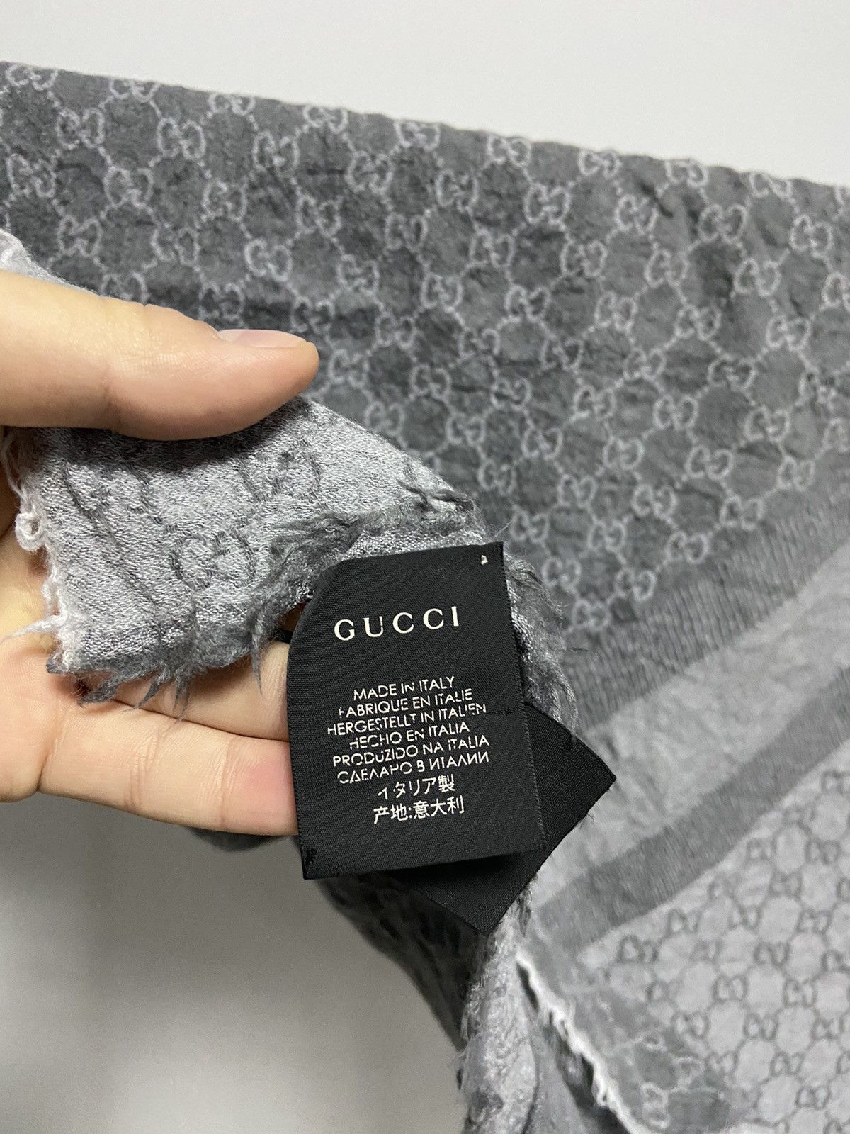 Gucci × Vintage Gucci GG big scarf vintage monogram logo silk Wool Size ONE SIZE - 3 Thumbnail