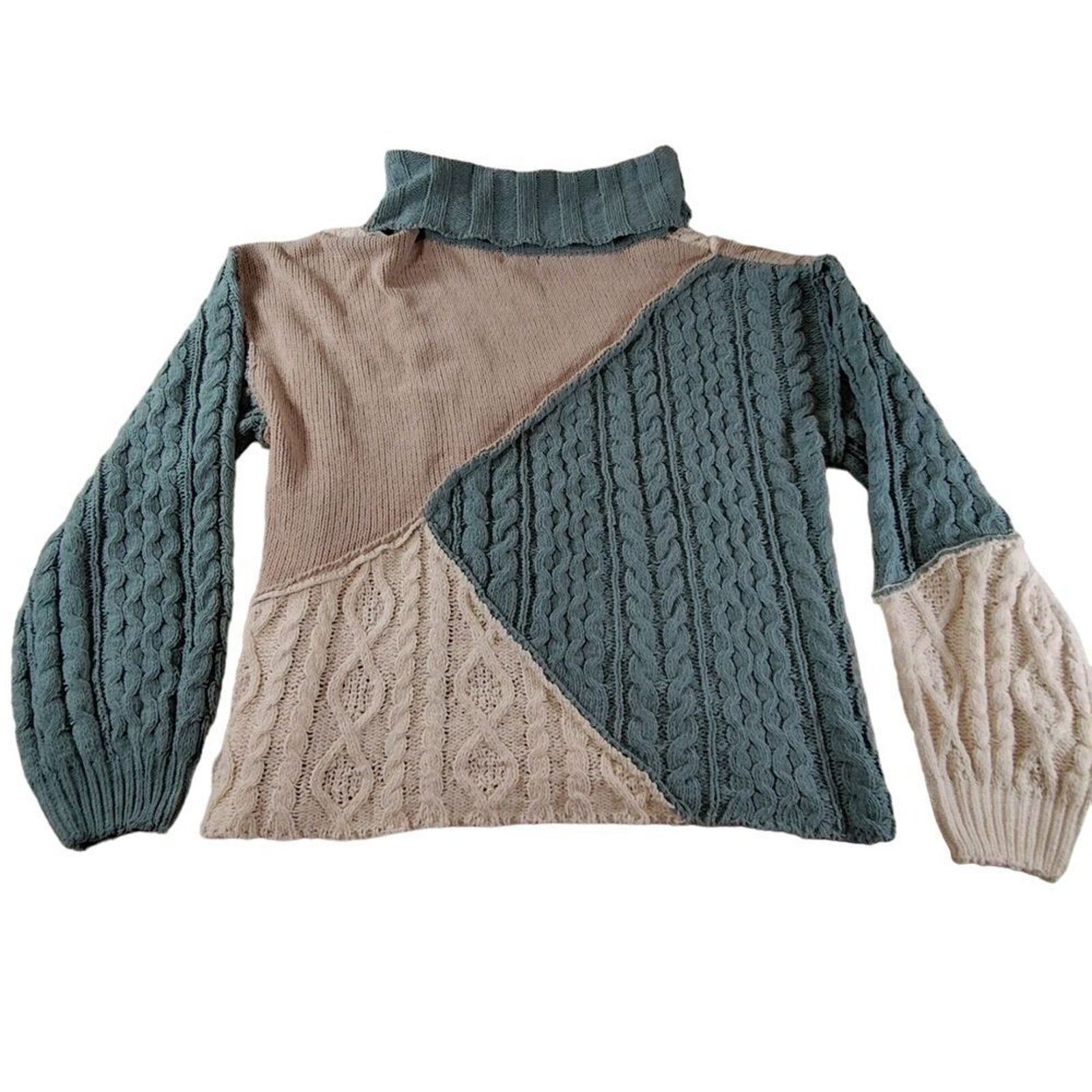 Miss Me Miss Me Colorblock Mixed Media Cable Knit Sweater Large Size L / US 10 / IT 46 - 6 Thumbnail