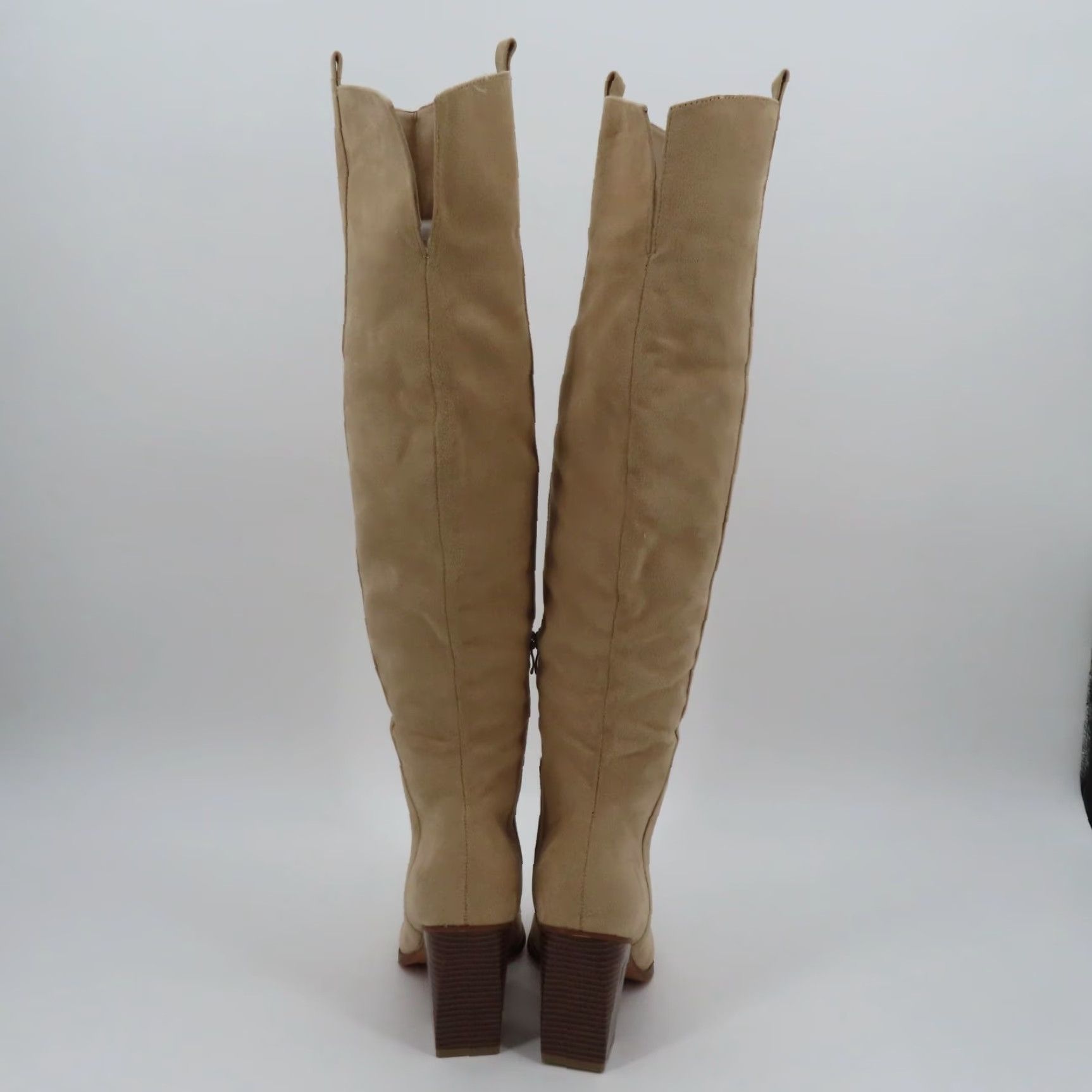 Vintage Women Beige Faux Leather Block Heel Knee High Boots Western NEW Size US 10 / IT 40 - 7 Thumbnail