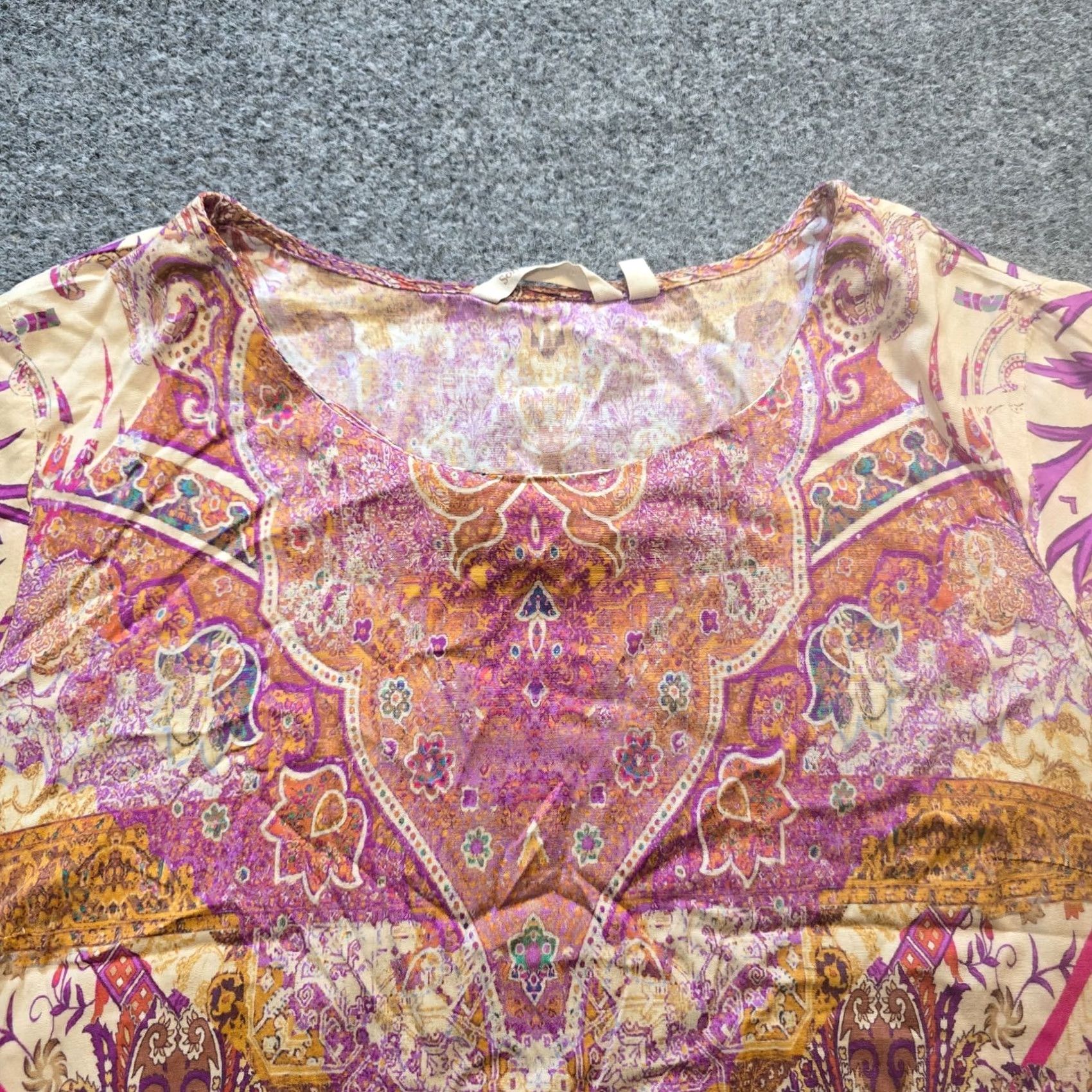 Soft Surroundings Soft Surroundings T-Shirt Womens Large Pink Tan Paisley Watercolor Bohemian Artsy Casual Size L / US 10 / IT 46 - 2 Thumbnail