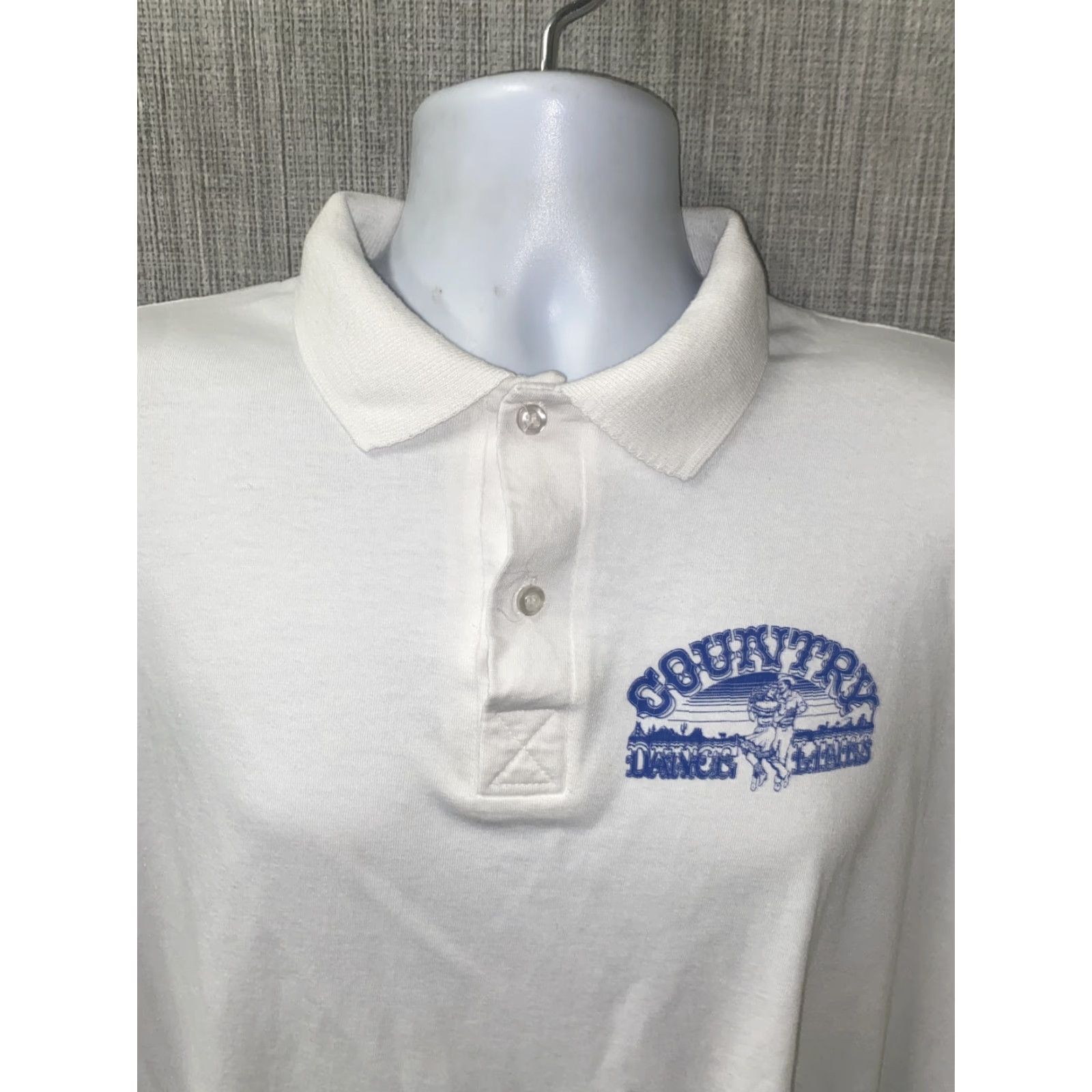 Hanes VINTAGE Stedman By Hanes Mens Polo Shirt 2XL White USA Dance Lines Lined Shirt Mens Size US XXL / EU 58 / 5 - 3 Thumbnail