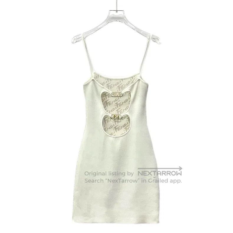 Fendi Fendi Beige Lining Full-Print Cami Dress Size 4XL / US 24-26 - 2 Thumbnail