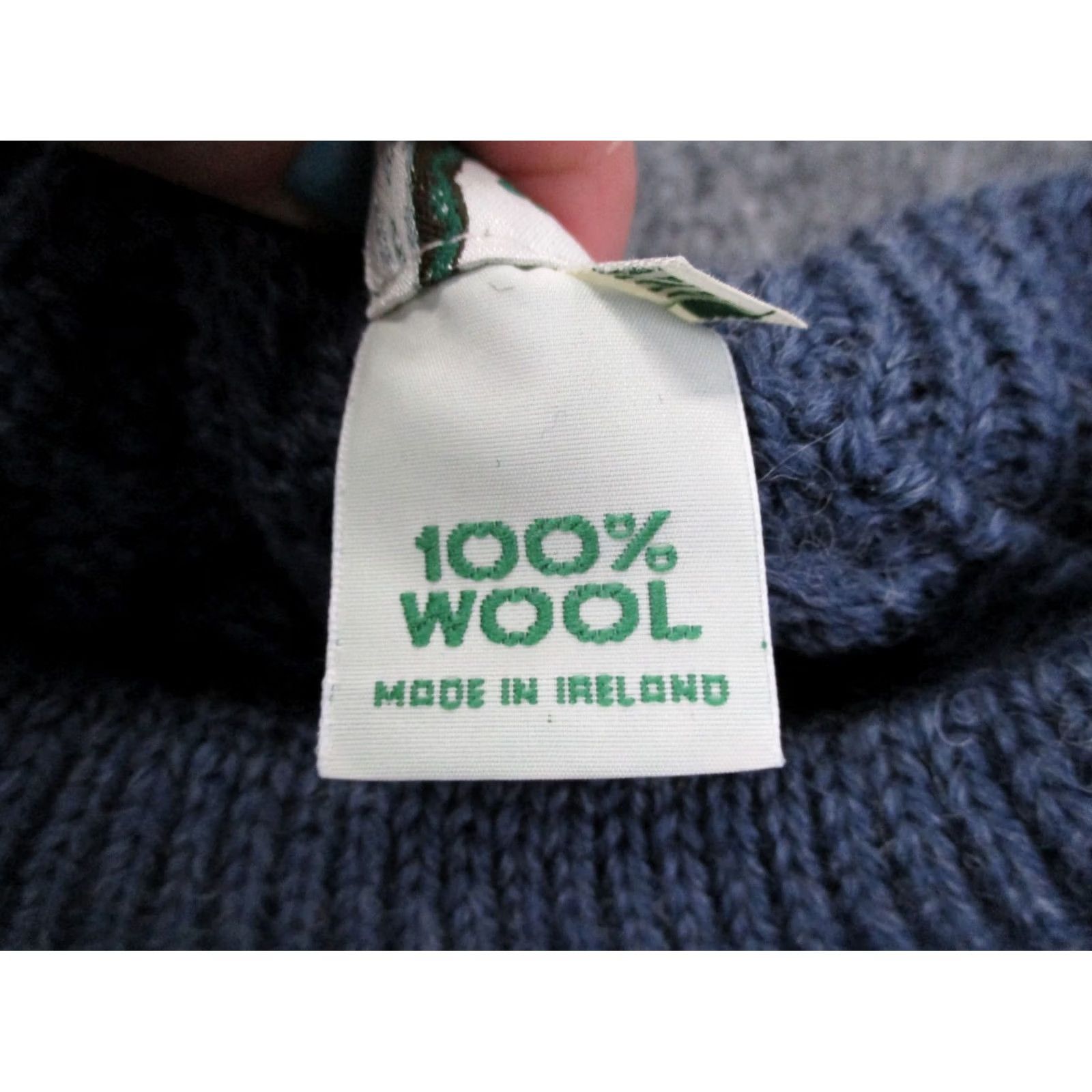 Vintage Aran Crafts Sweater Mens 2XL Blue Wool Cable Knit Fisherman Ireland Chunky Heavy Size US XXL / EU 58 / 5 - 7 Thumbnail
