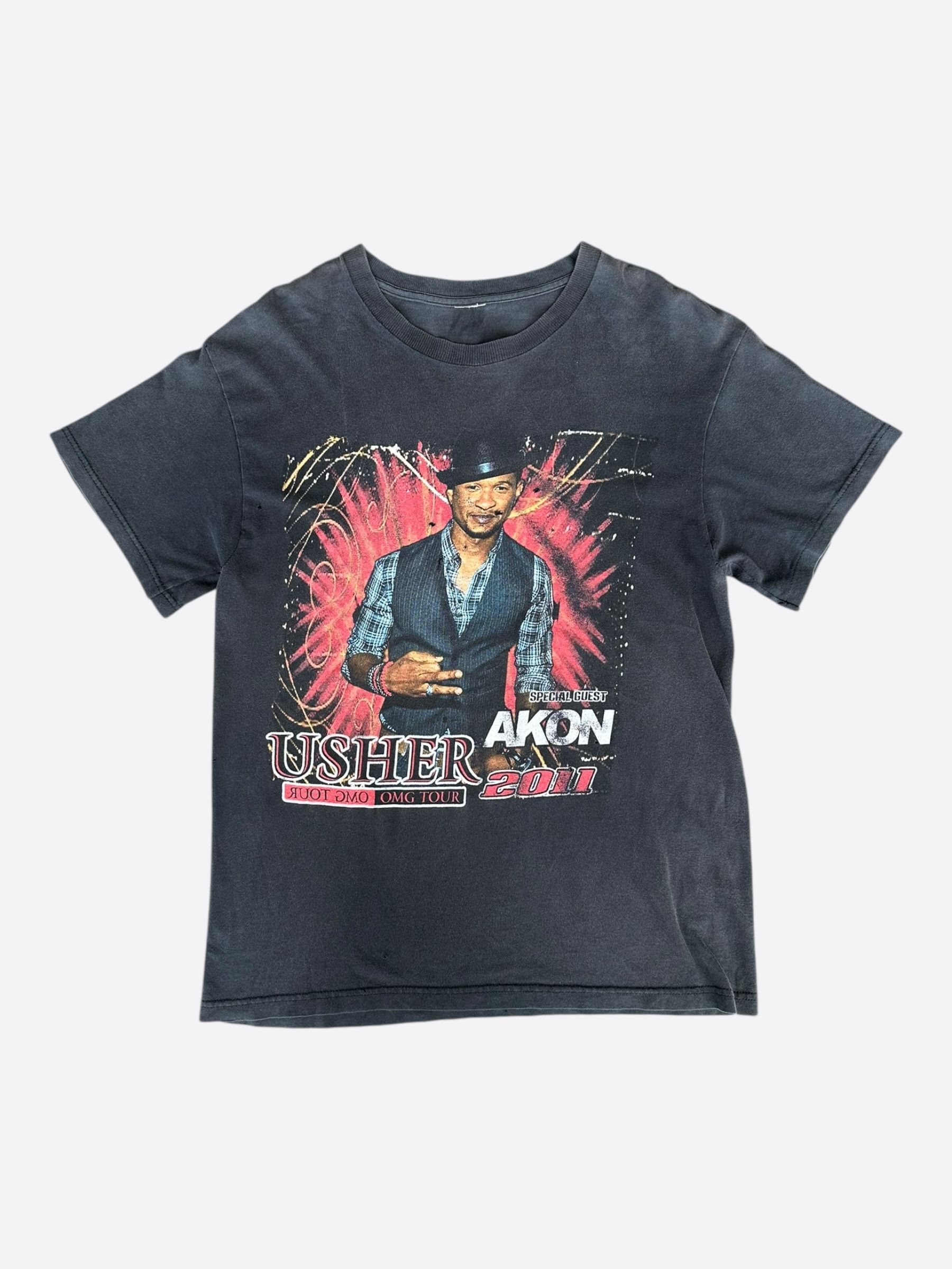 Vintage Vintage Black Usher & Akon OMG Tour T-Shirt Size US M / EU 48-50 / 2 - 1 Thumbnail