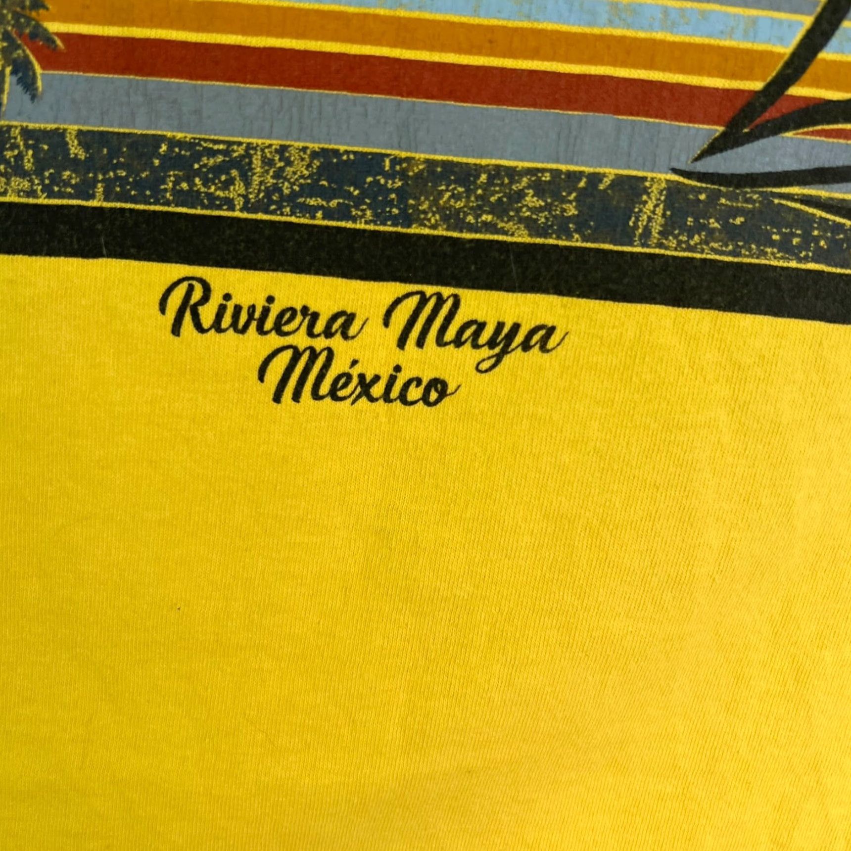 Vintage Riviera Maya Mexico Graphic T-Shirt Adult Large Yellow 90s Beach Retro Mens Size US L / EU 52-54 / 3 - 2 Thumbnail