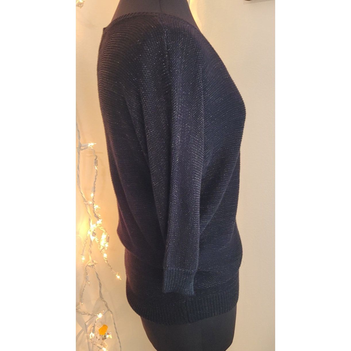 Vintage Iris Singer Black Metallic Dolman Sweater Small Retro Goth Size S / US 4 / IT 40 - 3 Thumbnail