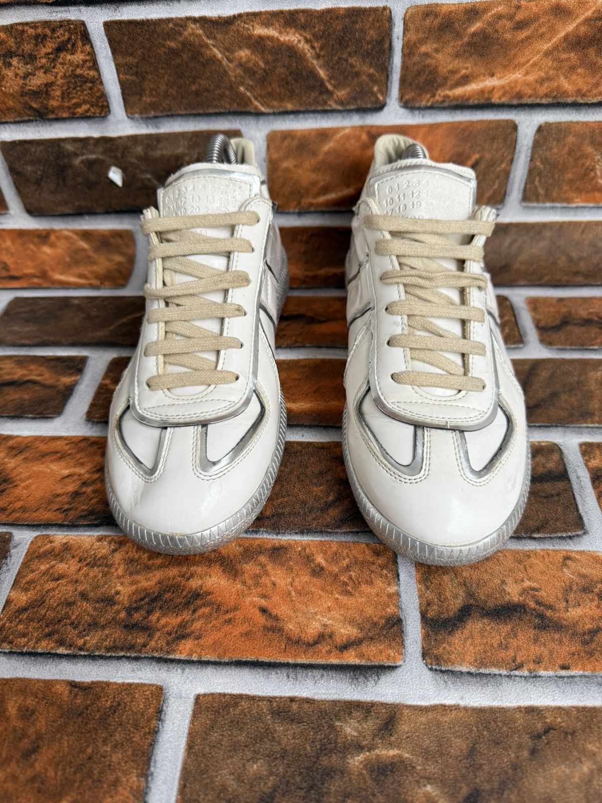 Maison Margiela ❤️Gats replica silver metal trim sneakers Size US 5 / EU 37 - 5 Thumbnail