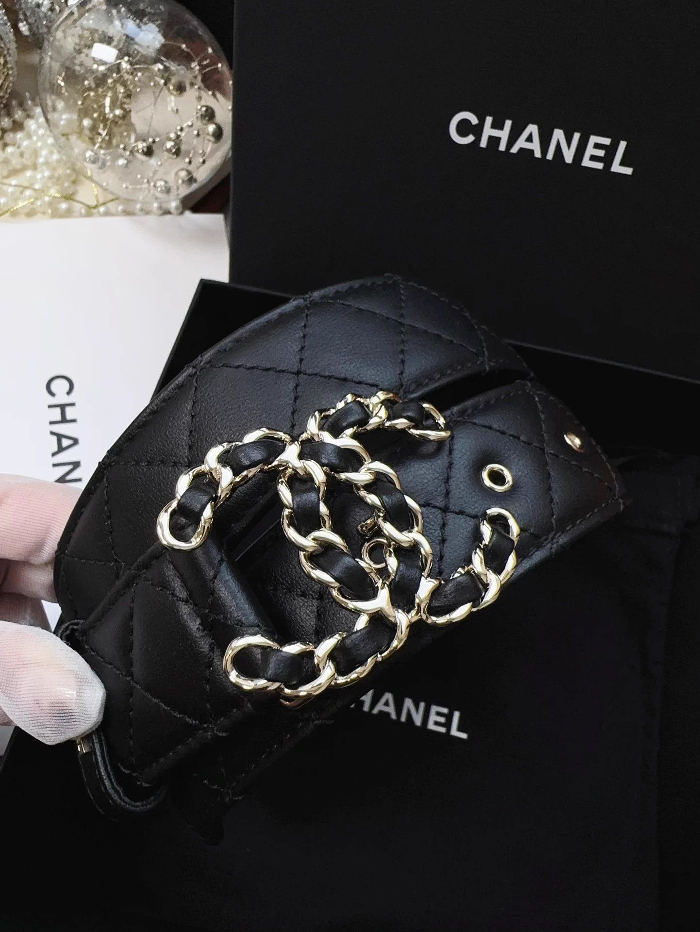 Chanel Chanel Classic Black Quilted Leather Chain CC Belt 80/32 Size ONE SIZE - 3 Thumbnail