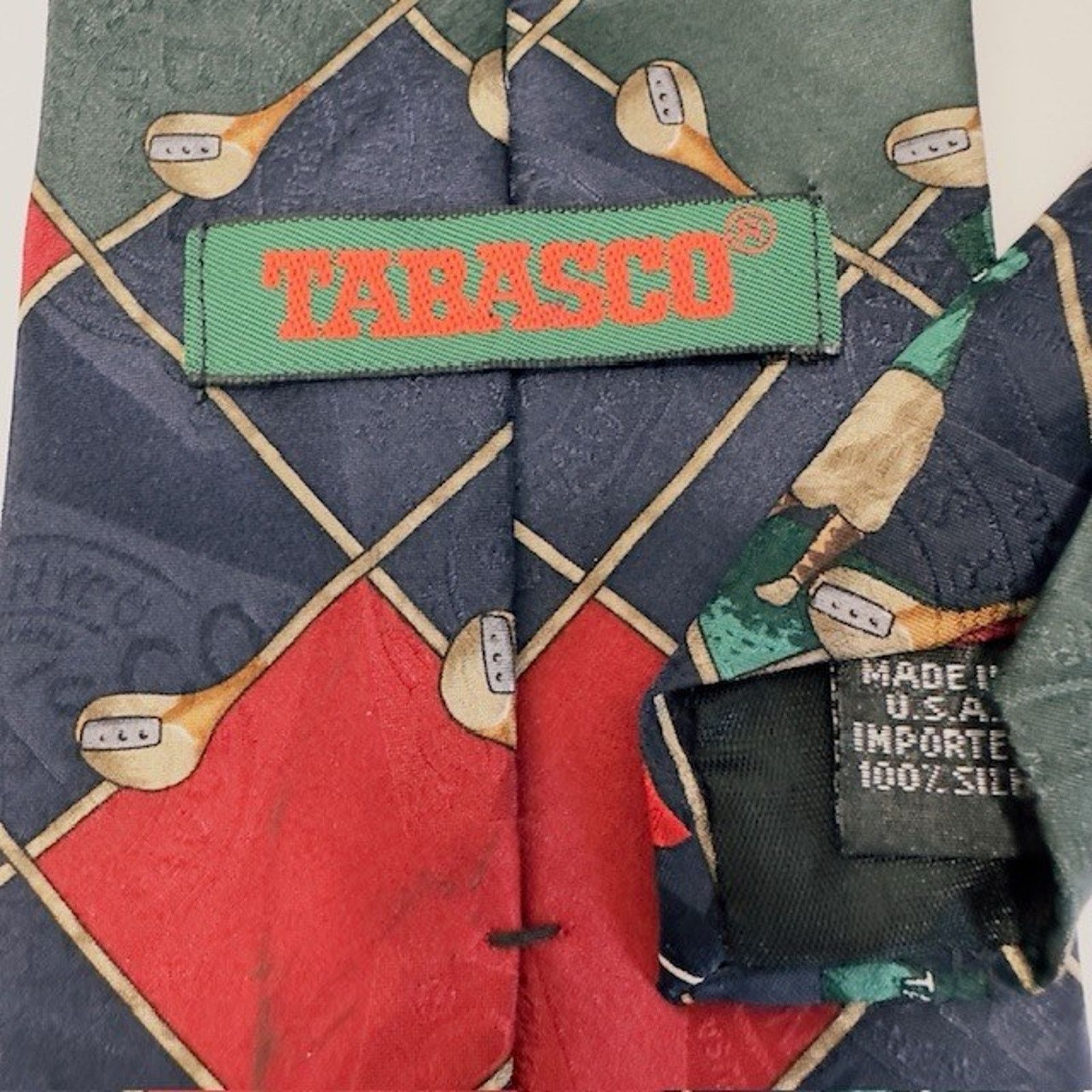 Tabasco Tabasco Golf Themed 100% Silk Tie USA Novelty 58 1/2" x 4" Size ONE SIZE - 3 Thumbnail