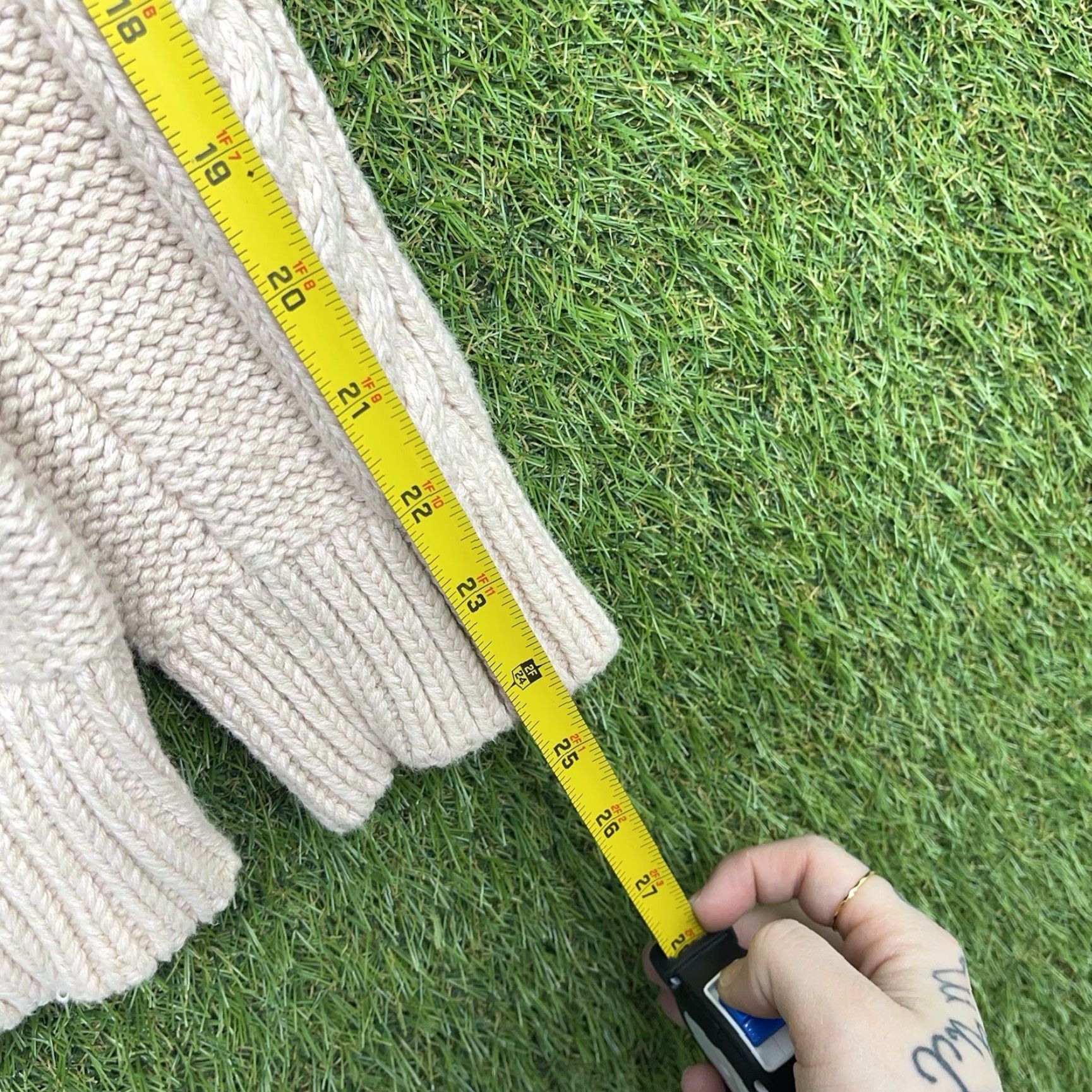 Vintage LL Bean Sweater Womens Medium Beige Cable Knit Funnelneck Pullover Chunky Y2K Size M / US 6-8 / IT 42-44 - 6 Thumbnail