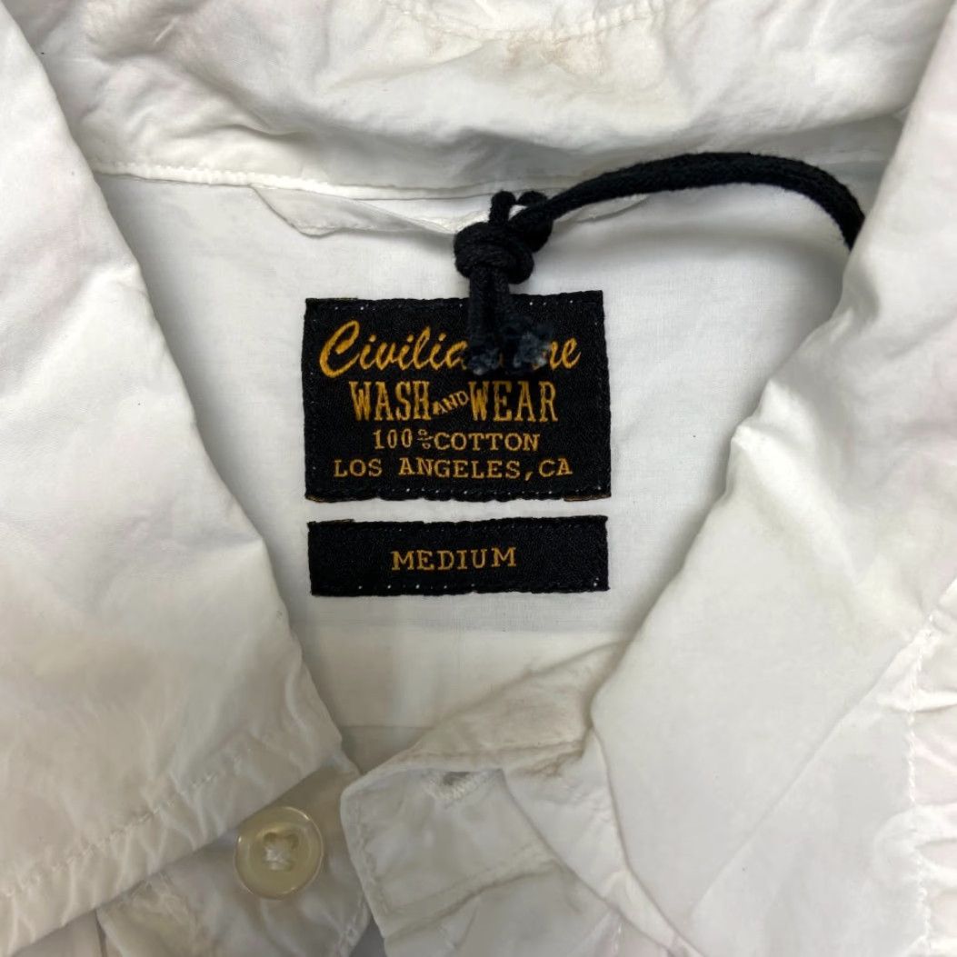 Vintage Civilianaire Shirt Men Medium White Cotton Wash And Wear Button Up Everyday Wear Short Sleeve Casual Knit Size US M / EU 48-50 / 2 - 7 Thumbnail