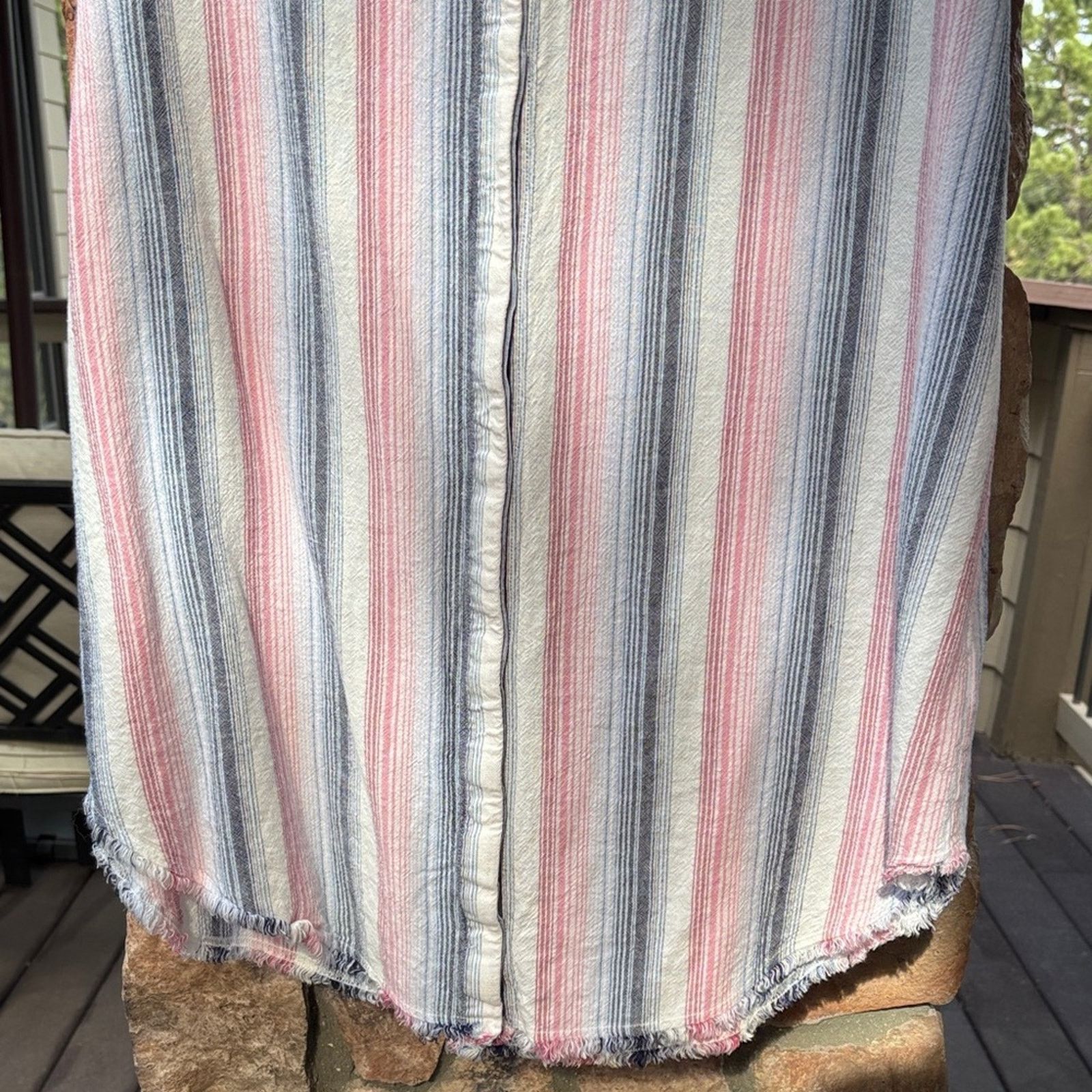 Anthropologie Anthropologie L Cloth & Stone Blue Pink Striped Mini Dress Size L / US 10 / IT 46 - 5 Thumbnail