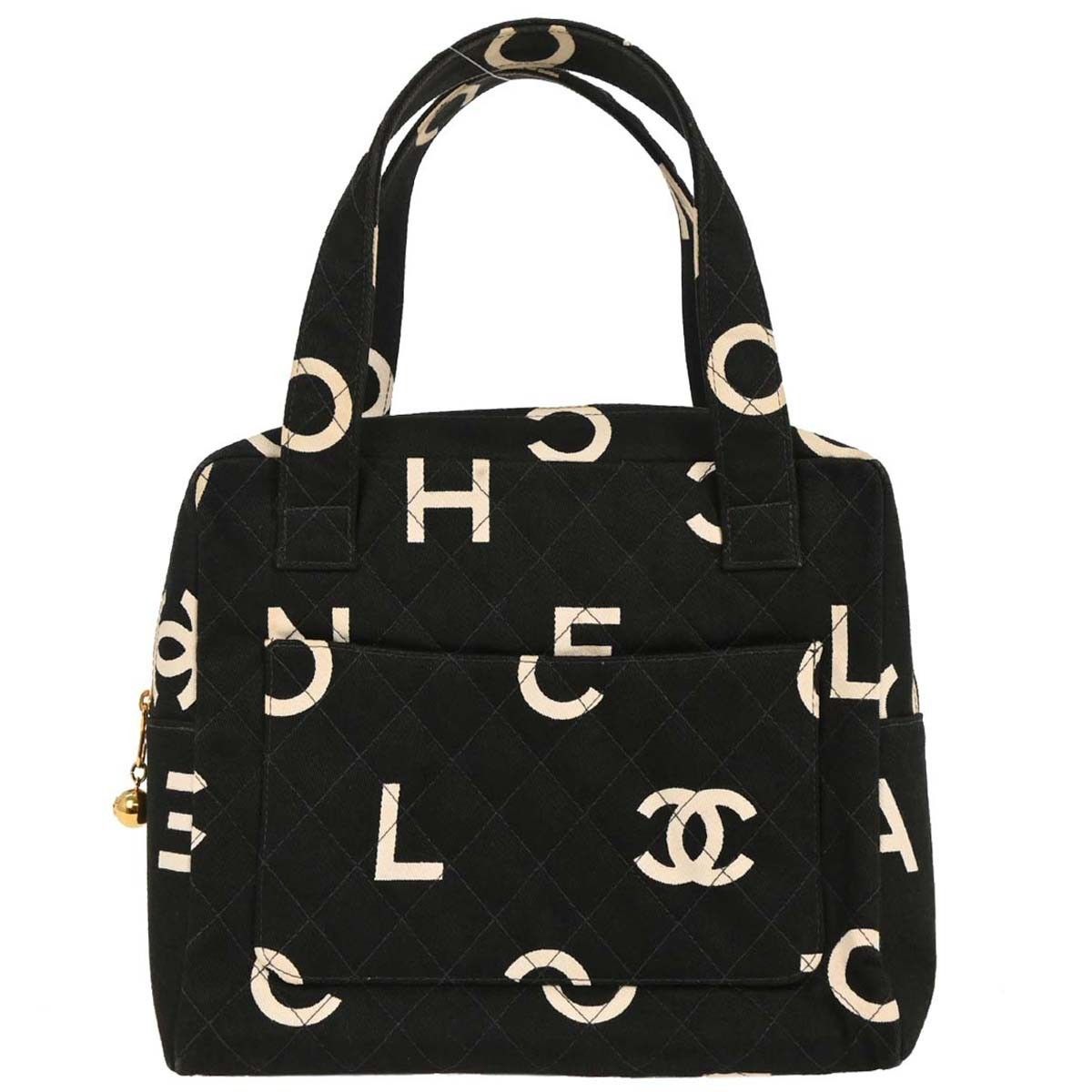 Chanel Chanel Vintage Coco Logo Zip Around Handle Bag Quilted Printed Canvas Size ONE SIZE - 1 Thumbnail
