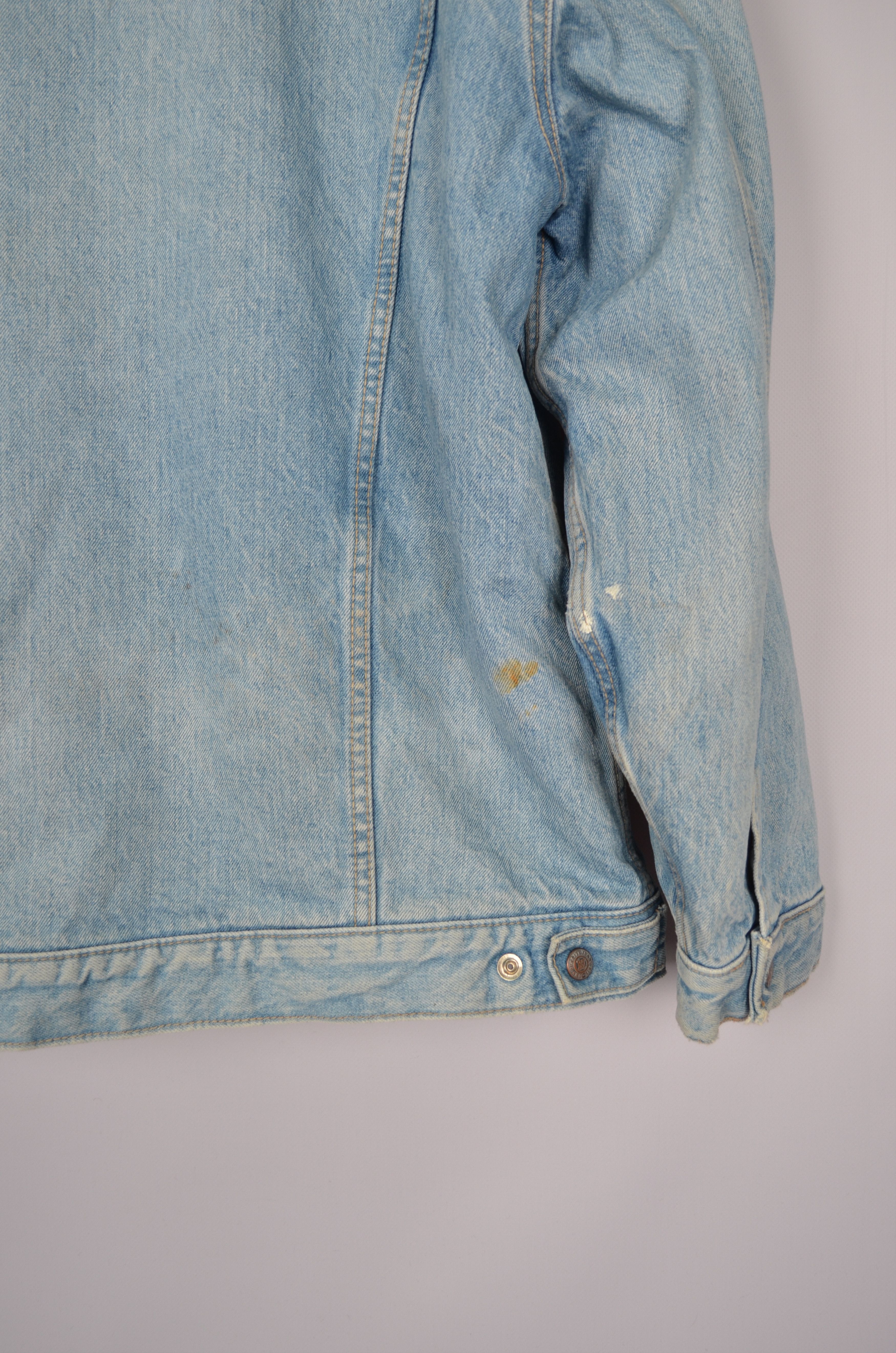 Big John × Vintage Vintage 90s Big-John Denim Trucker Sherpa Blue Jacket RARE Size US L / EU 52-54 / 3 - 18 Thumbnail