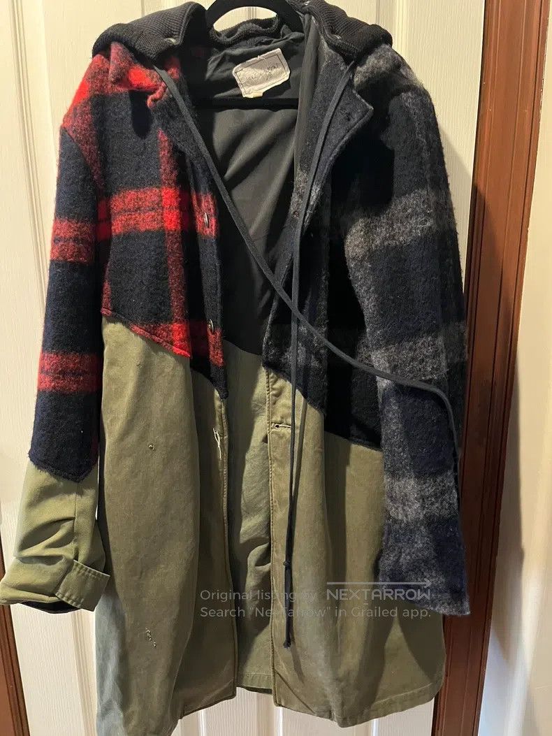 Greg Lauren Greg Lauren Red and black cashmere blend patchwork overcoa Size US M / EU 48-50 / 2 - 2 Thumbnail