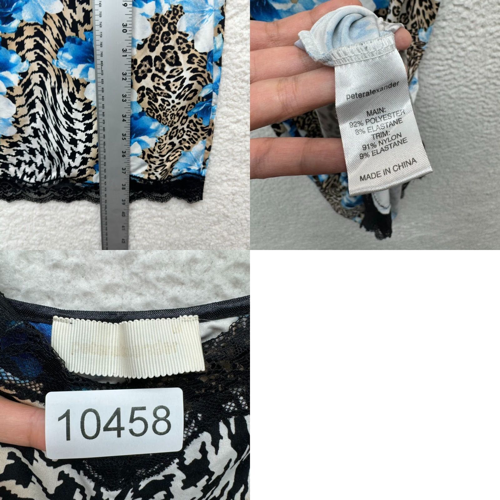 Vintage VINTAGE Y2K Slip Dress Blue Medium Rose Cheetah Leopard Slinky Stretch Peter Alexander Womens Size M / US 6-8 / IT 42-44 - 8 Thumbnail