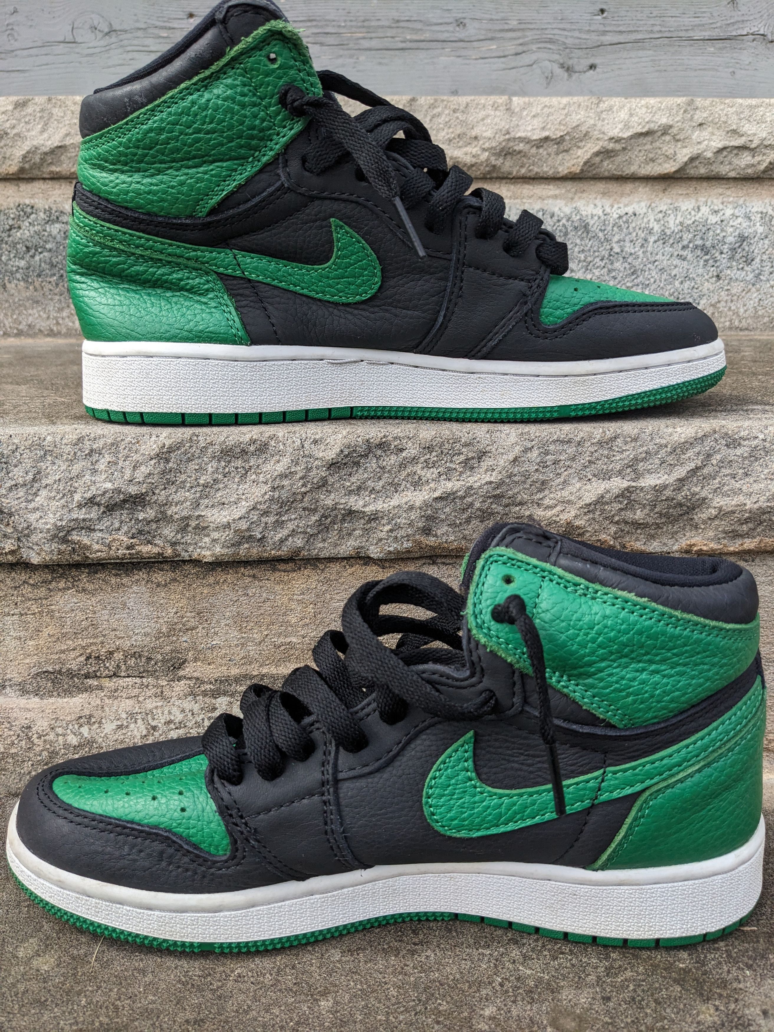 Jordan Brand × Nike Nike Air Jordan 1 GS Pine Green 2.0 575441-030 Youth Size 5Y Size US 5 / EU 37 - 2 Thumbnail