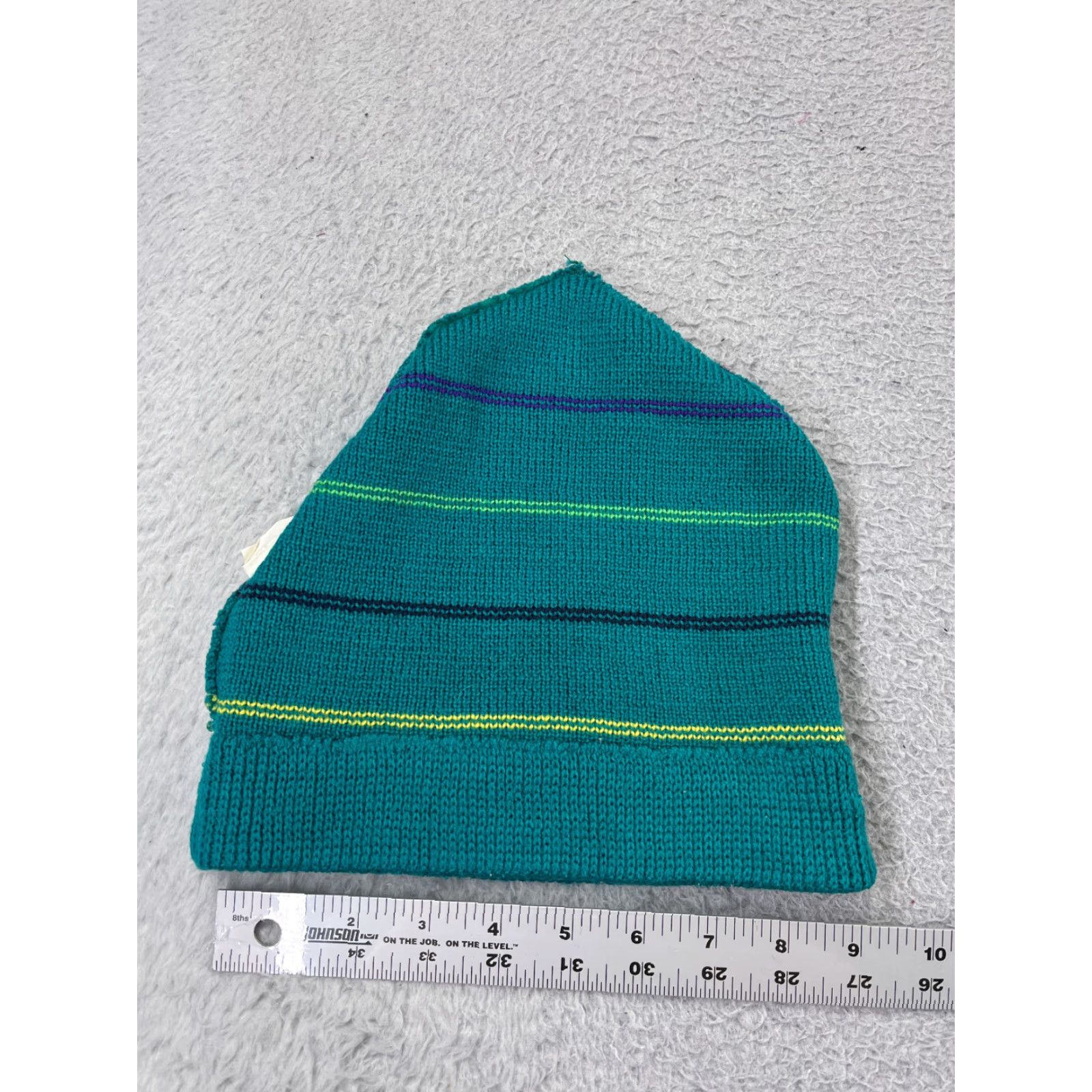Altea Beanie Adult One Size Lightweight Striped Teal Blue Green Yellow 100% Acrylic Designer Ski Mens Size ONE SIZE - 3 Thumbnail