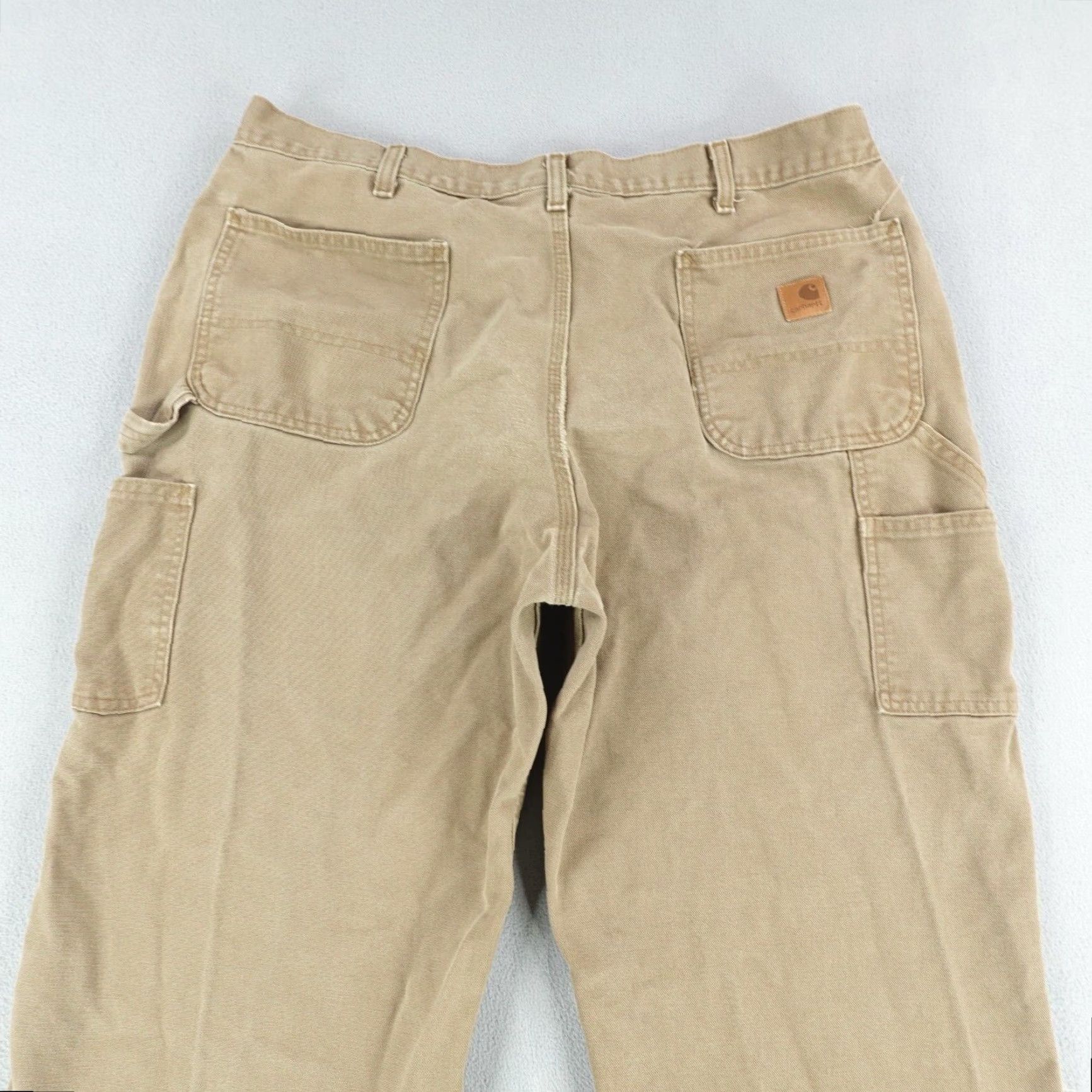 Carhartt VINTAGE Carhartt Pants Mens 40x30 Brown Washed Canvas Dungaree Fit Workwear Carpenter Regular Inseam 28" Brown Mens Size US 38 / EU 54 - 7 Thumbnail