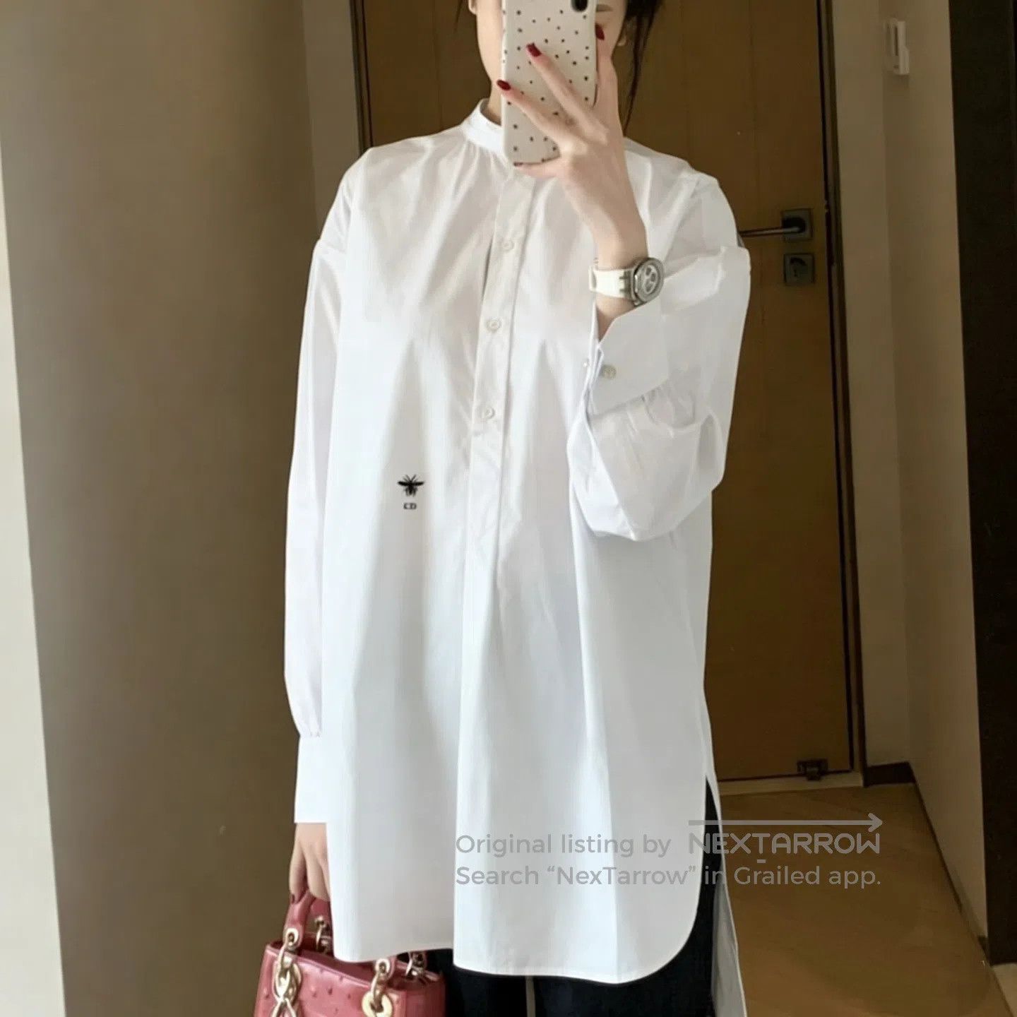 Dior Dior Bee Embroidered White Shirt| Size M / US 6-8 / IT 42-44 - 7 Thumbnail
