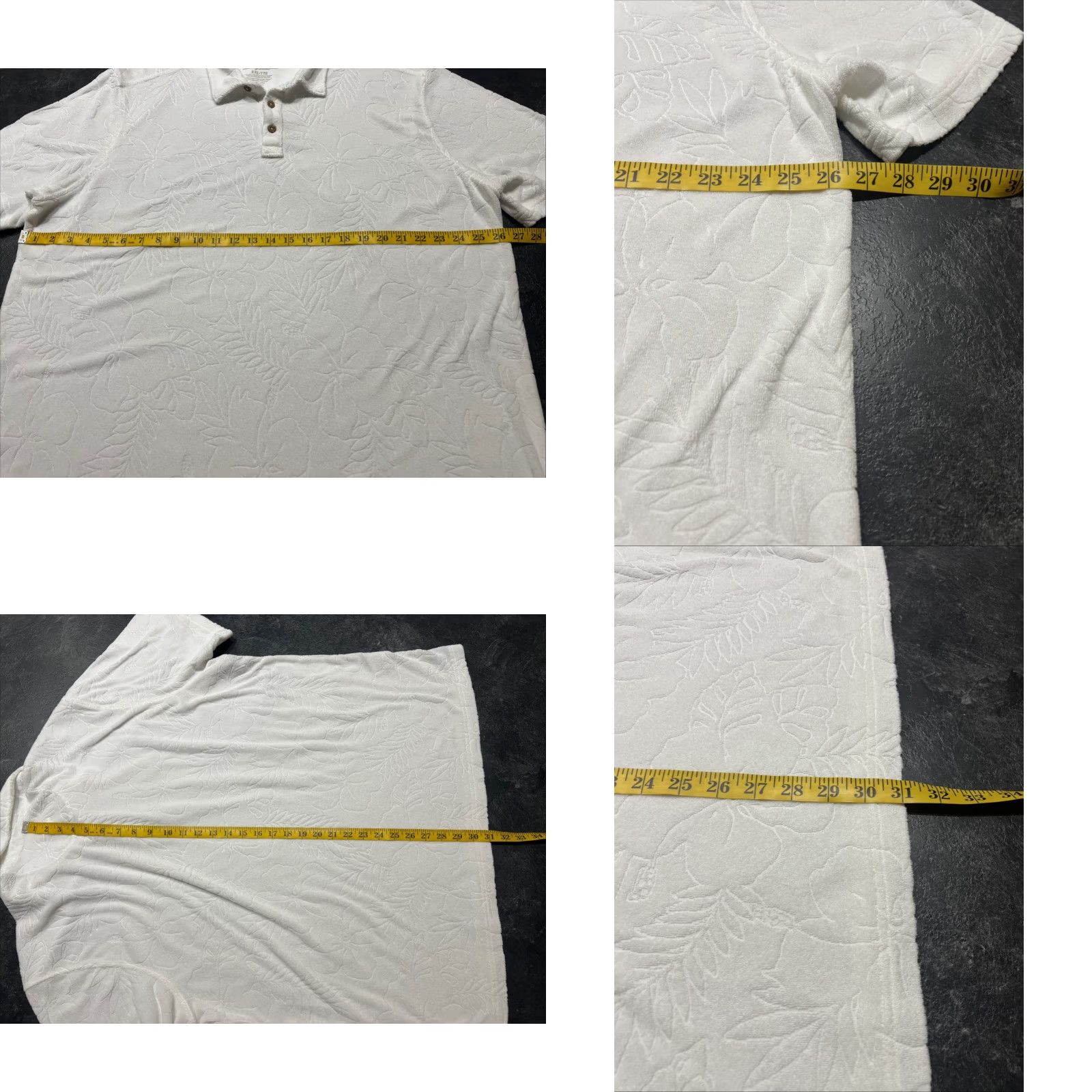 Tommy Bahama Tommy Bahama Polo Shirt 2XL White Short Sleeve Terry Poolside Hibiscus Button Collar Mens Size US XXL / EU 58 / 5 - 9 Thumbnail