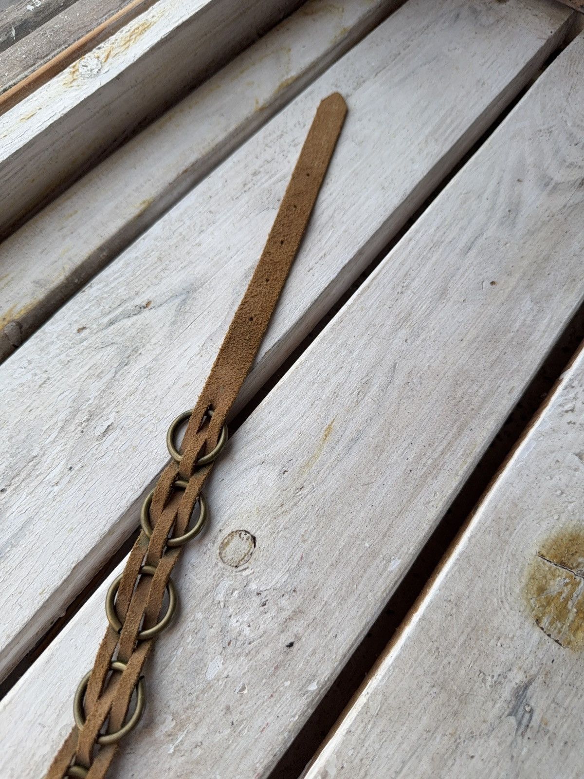 Japanese Brand VNTG Y2K Western Suede Chain Belt Boho 70s Style Brass Rings Size ONE SIZE - 10 Thumbnail