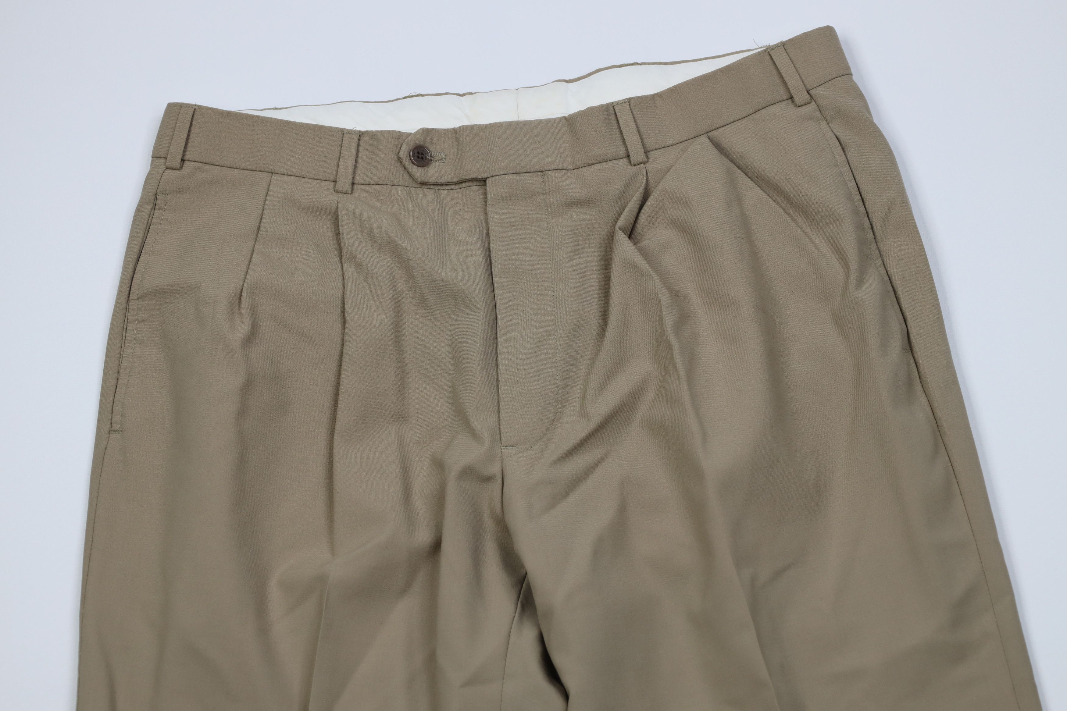 Brooks Brothers Vintage 90s Y2K Brooks Brothers Wool Wide Leg Chino Pants Size US 36 / EU 52 - 2 Thumbnail
