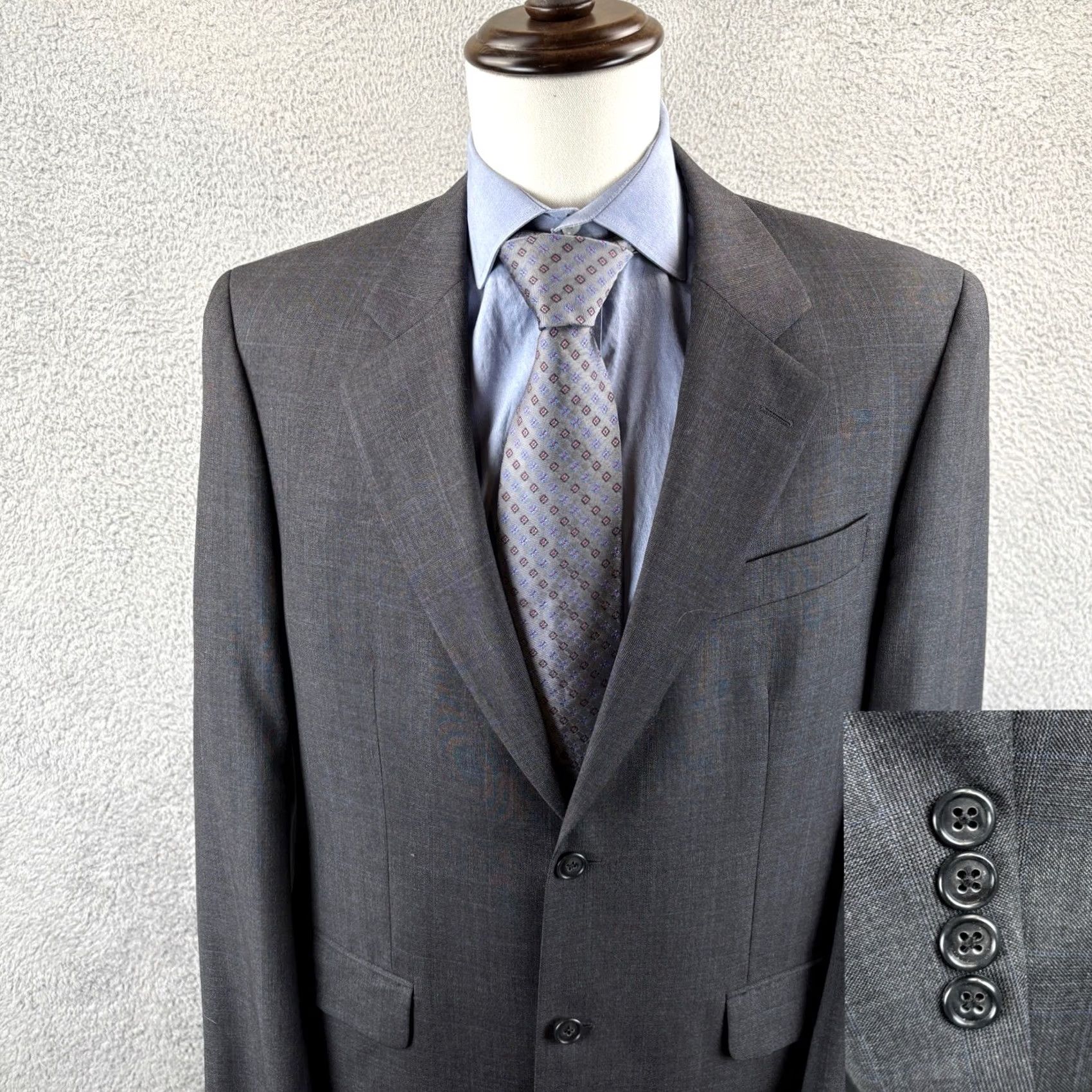 Jack Victor Jack Victor Blazer Loro Piana Zelander Men 41L Gray Glen Plaid Sport Coat Jacket Size 42R - 2 Thumbnail