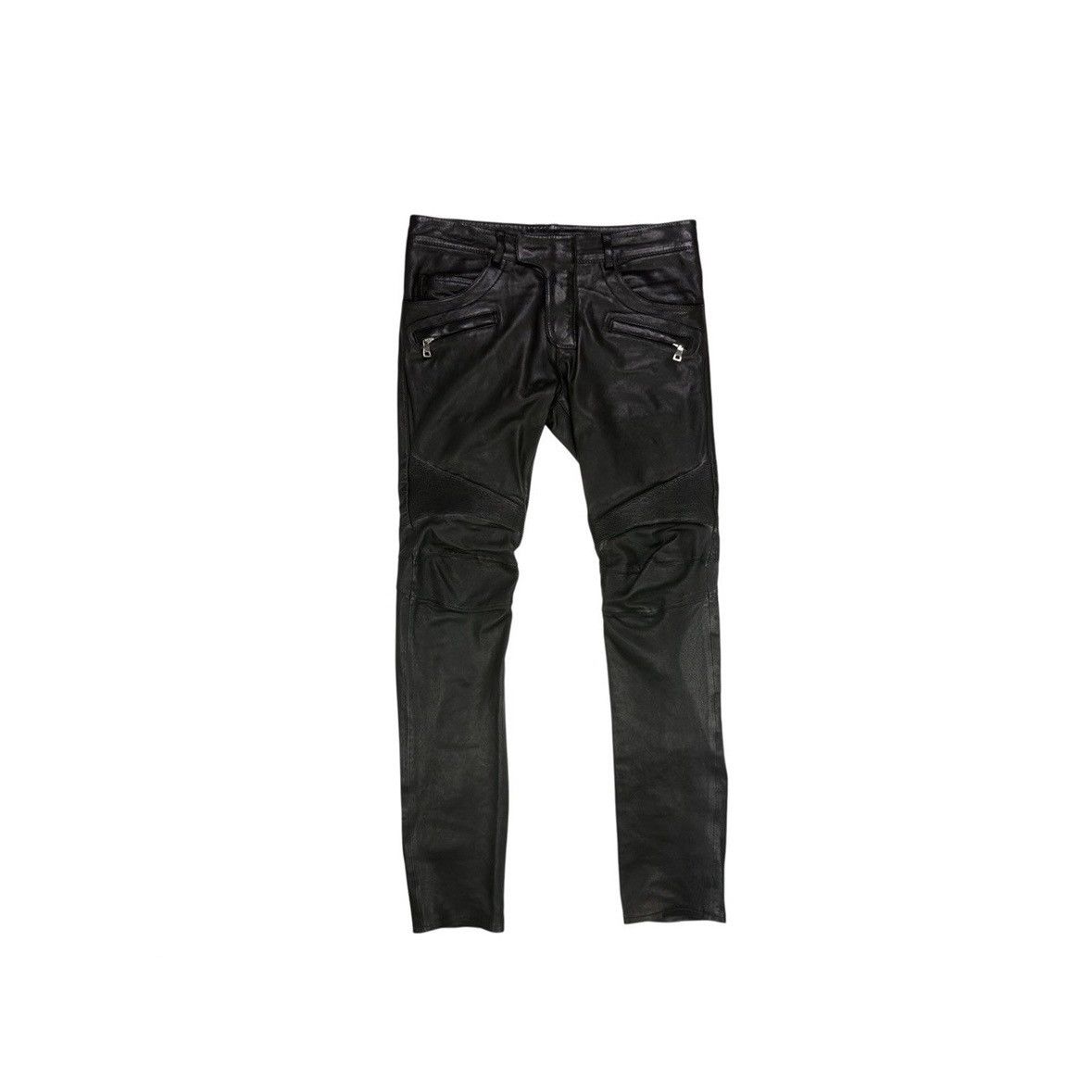 Balmain BALMAIN FW14 BLACK LEATHER BIKER PANTS Size US 32 / EU 48 - 1 Thumbnail