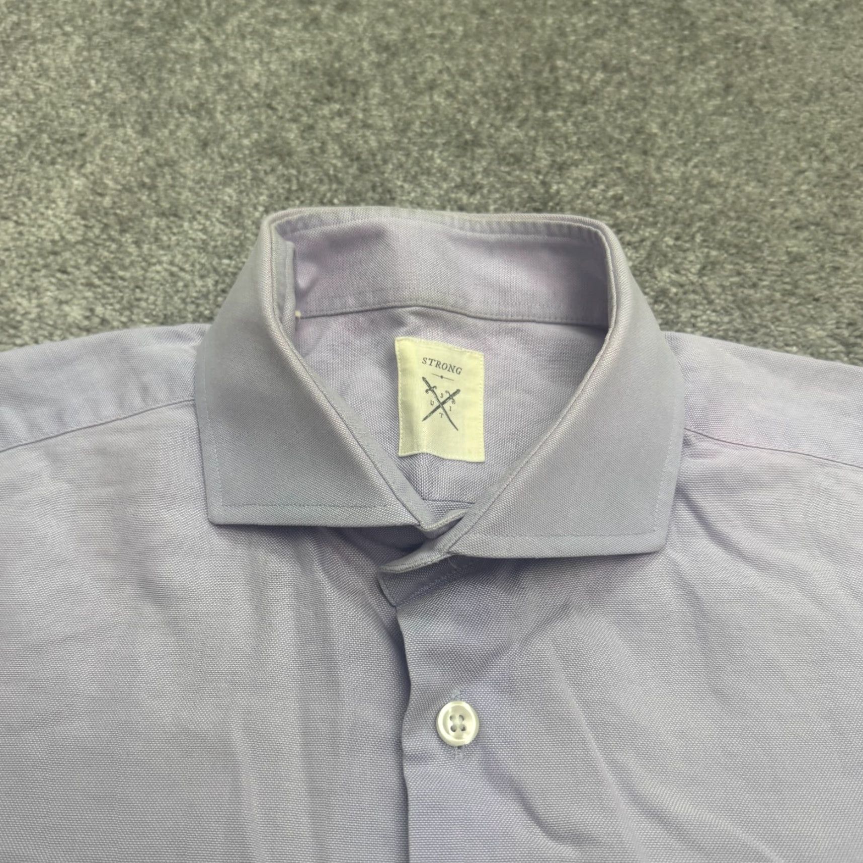 Vintage Strong Purple Cotton Dress Shirt Men Large 16.5 Long Sleeve Business Casual Classic Size 42R - 3 Thumbnail