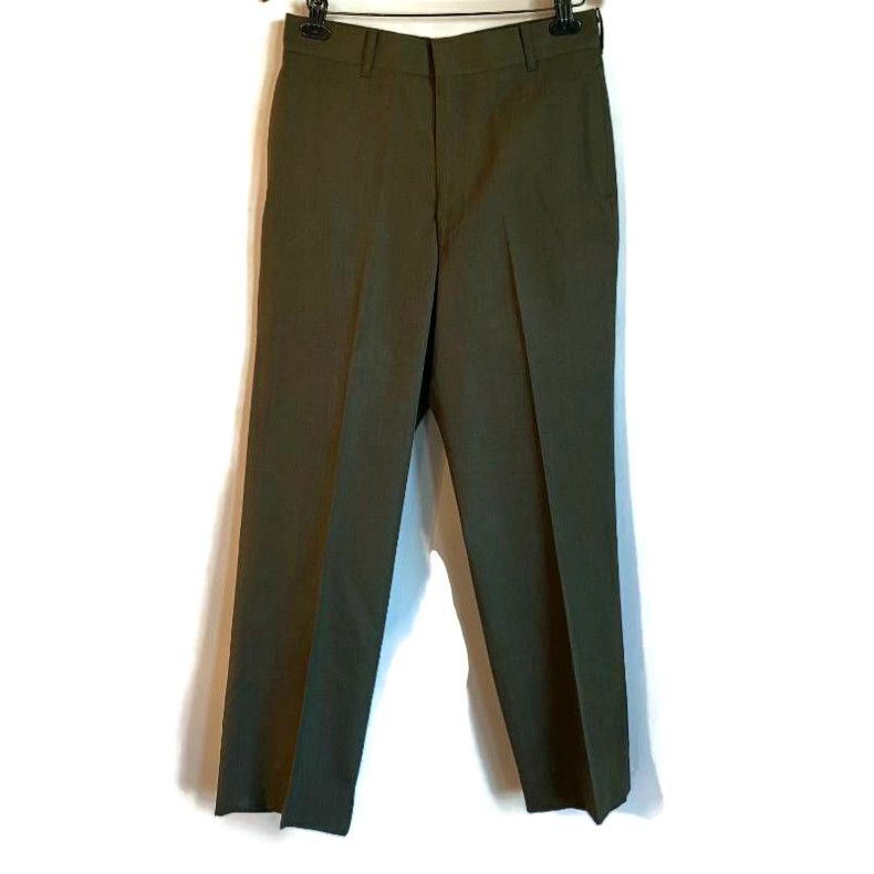 Blend Us Marines Mens Dress Pants Green Classic Fit Flap Pockets Wool 