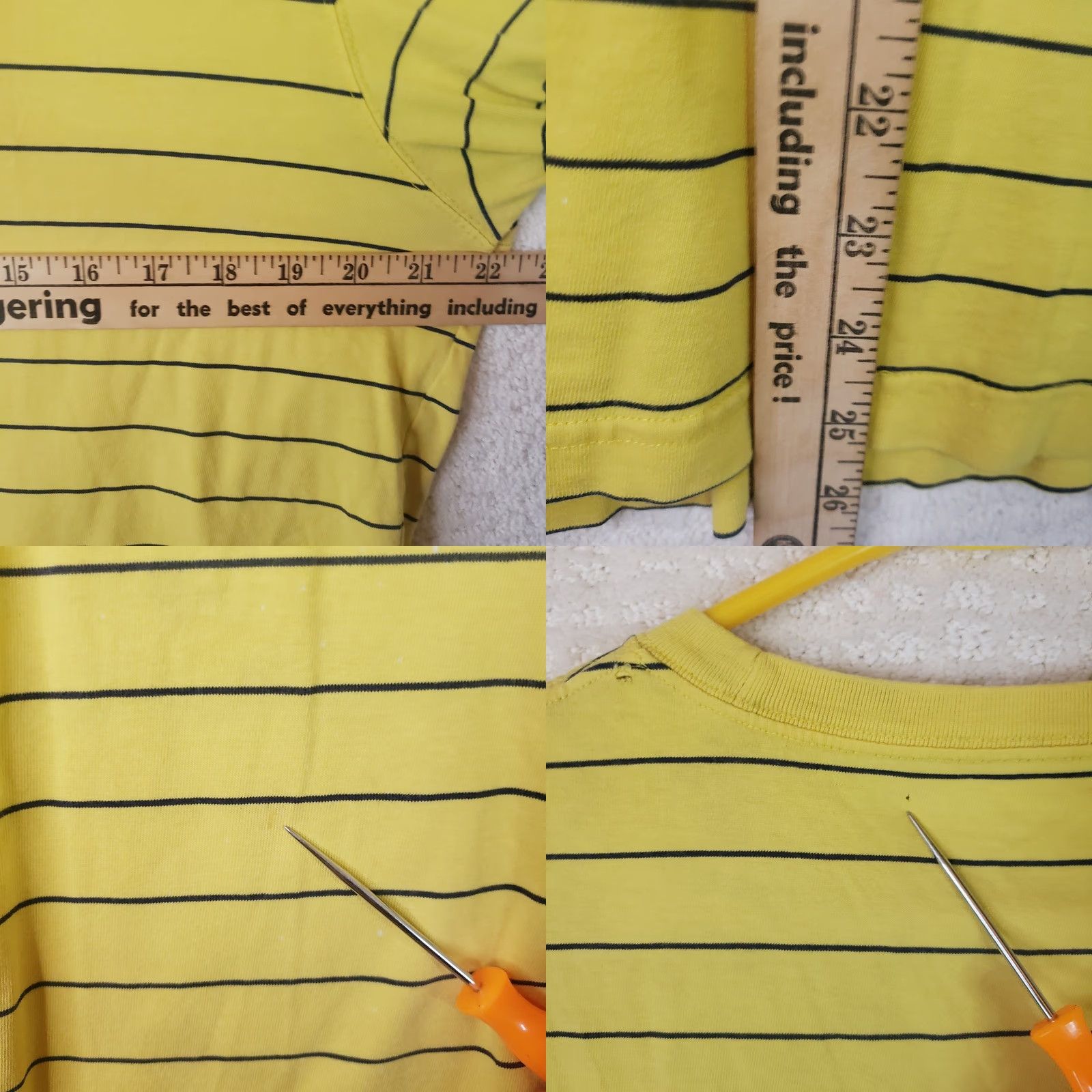 Lands' End Lands' End Super-T Tee Shirt Mens M Yellow Blue Striped Short Sleeve Crew Neck 100% Cotton Jersey Shirt Size US L / EU 52-54 / 3 - 8 Thumbnail