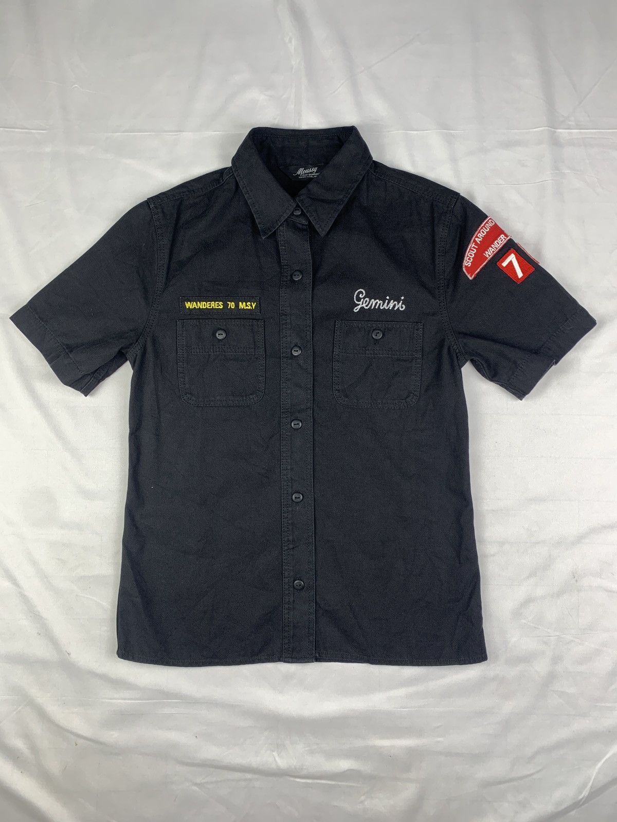 MOUSSY Moussy Japan Black Gemini Embroidered Work Shirt Size S / US 4 / IT 40 - 1 Thumbnail