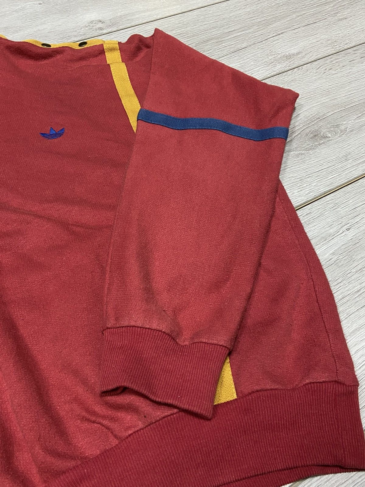 Adidas Adidas West Germany cropped stripe buttons turtle sweatshirt Size US M / EU 48-50 / 2 - 12 Thumbnail