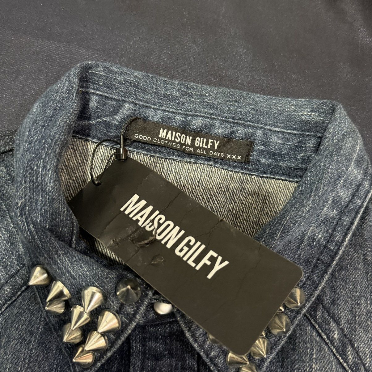 Japanese Brand Maison gilfy distressed spike stud denim shirt Size M / US 6-8 / IT 42-44 - 7 Thumbnail