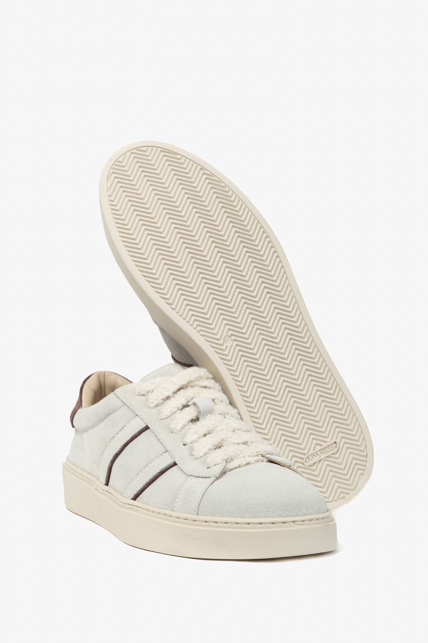 Eleventy Eleventy "White" Suede Double-Stripe Low-Top Sneakers Size US 11 / EU 44 - 4 Thumbnail