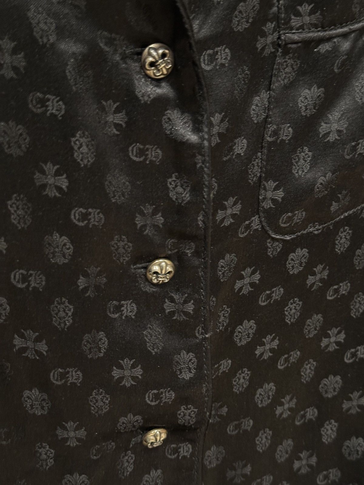 Chrome Hearts 100% silk sterling silver hardware button up shirt Size US M / EU 48-50 / 2 - 3 Thumbnail